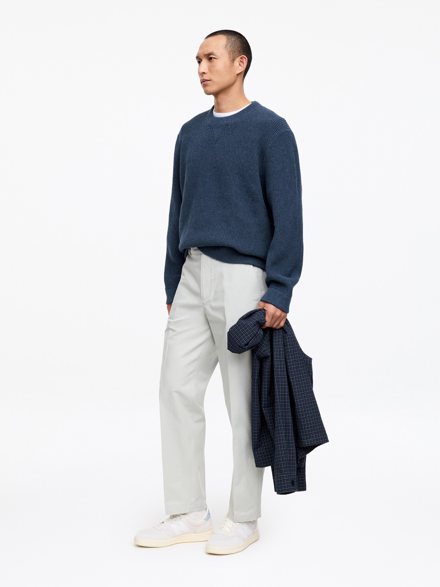 Pull en coton et lin - Bleu - 3