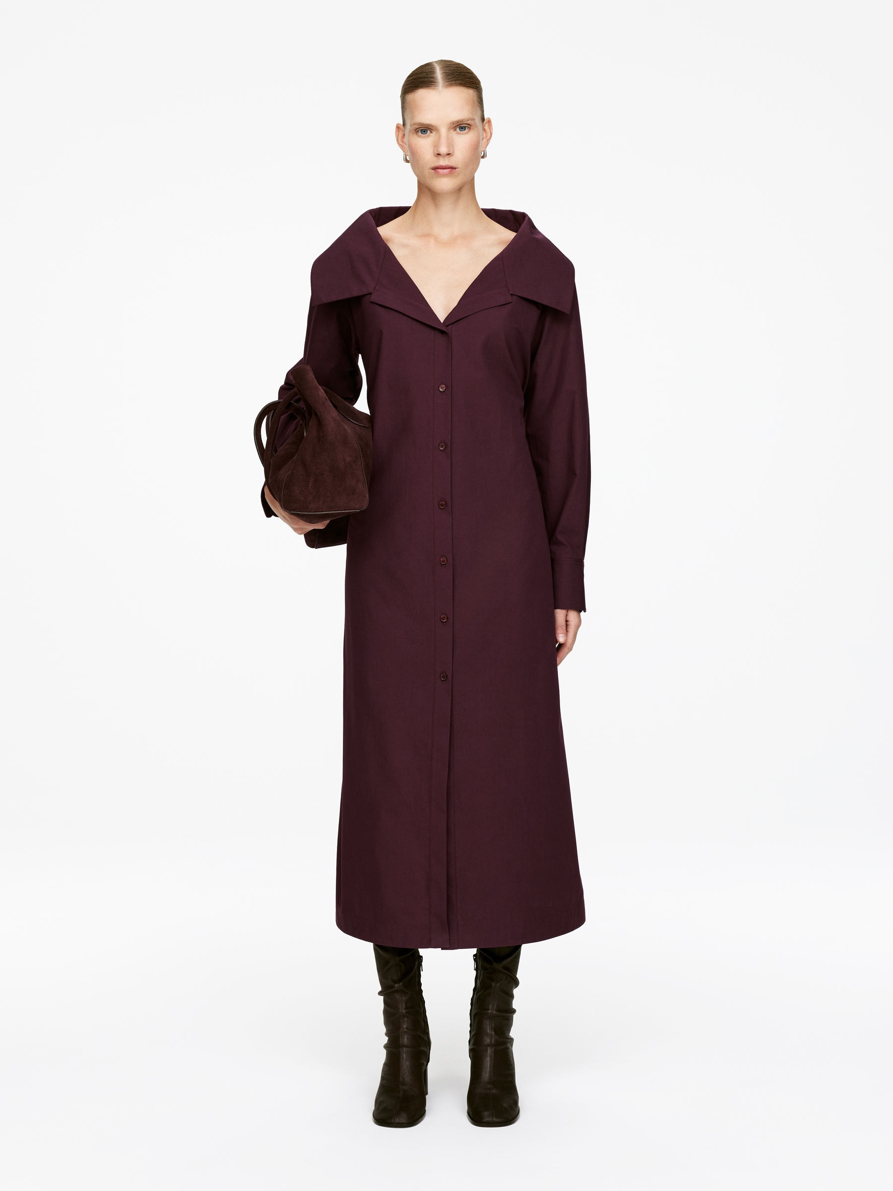 Open-Collar Dress-#45282F-16611