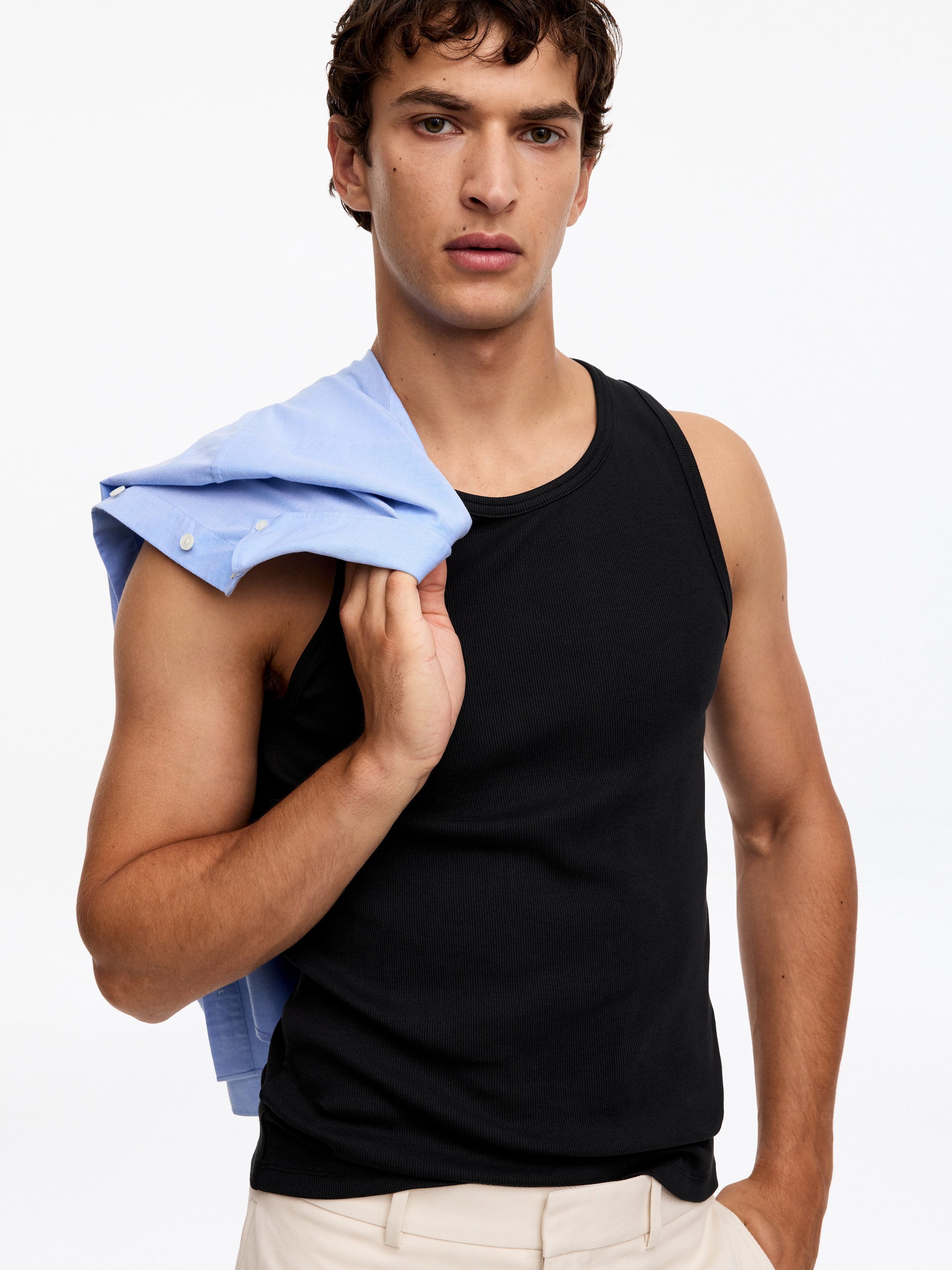 Top de tirantes de tipo deportivo de canalé - Negro - Corte ajustado - Men - StillMedia/Lookbook - 3