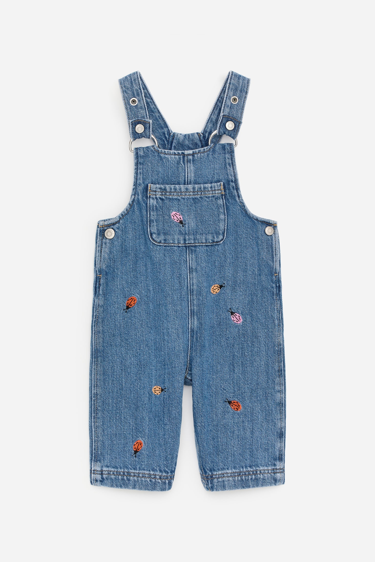 Ogrodniczki dżinsowe z haftem - Blue/Ladybirds