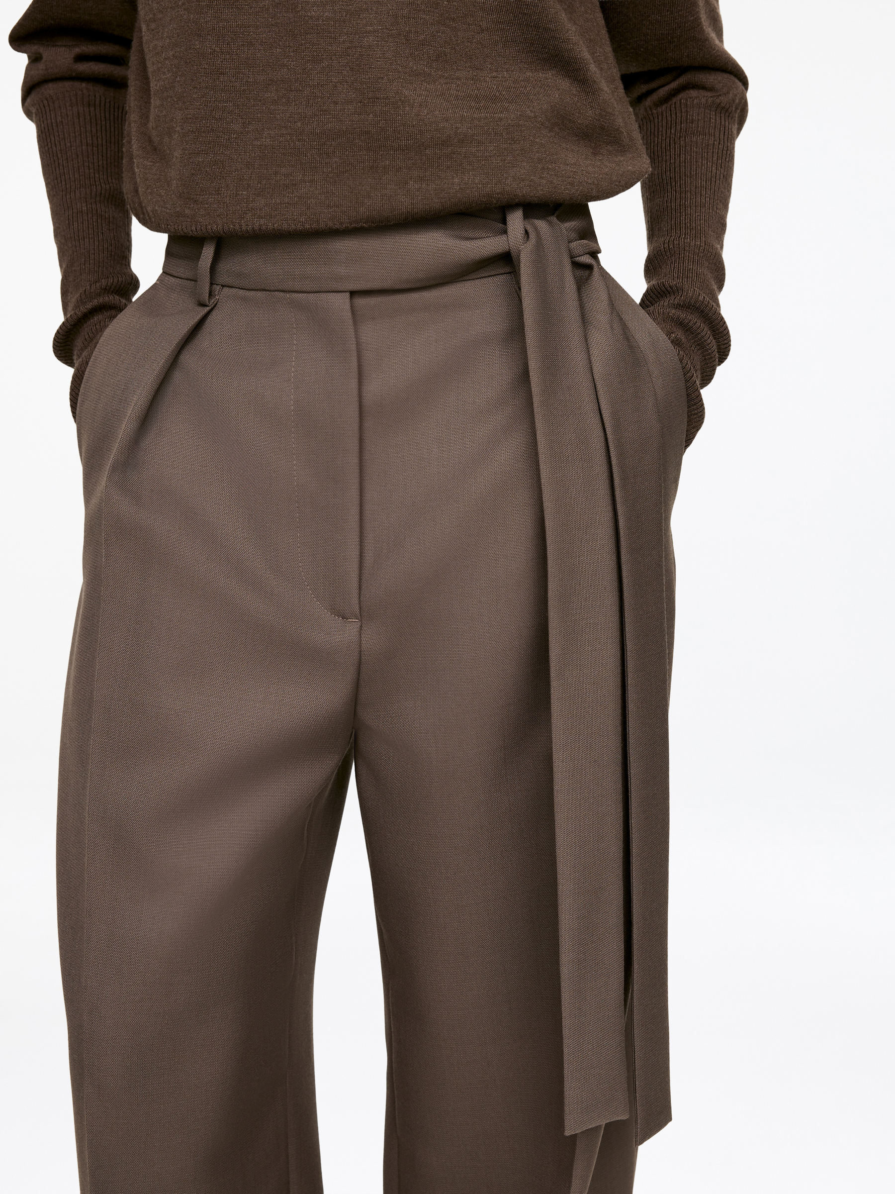 Tailored Wool-Blend Trousers - Dark Mole - Relaxed fit - Women - StillMedia/Lookbook - 3