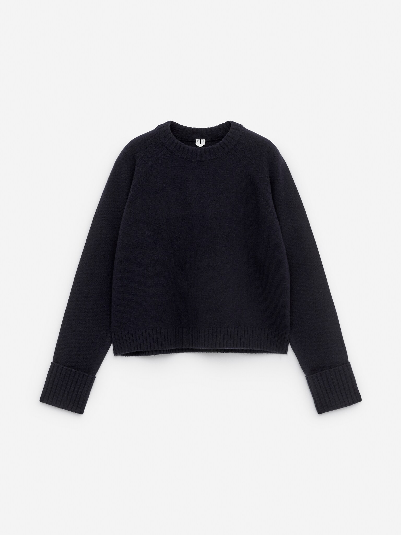 Wollen trui met omgeslagen mouwen - Donkerblauw/Donkergeel/Gebroken wit - 2