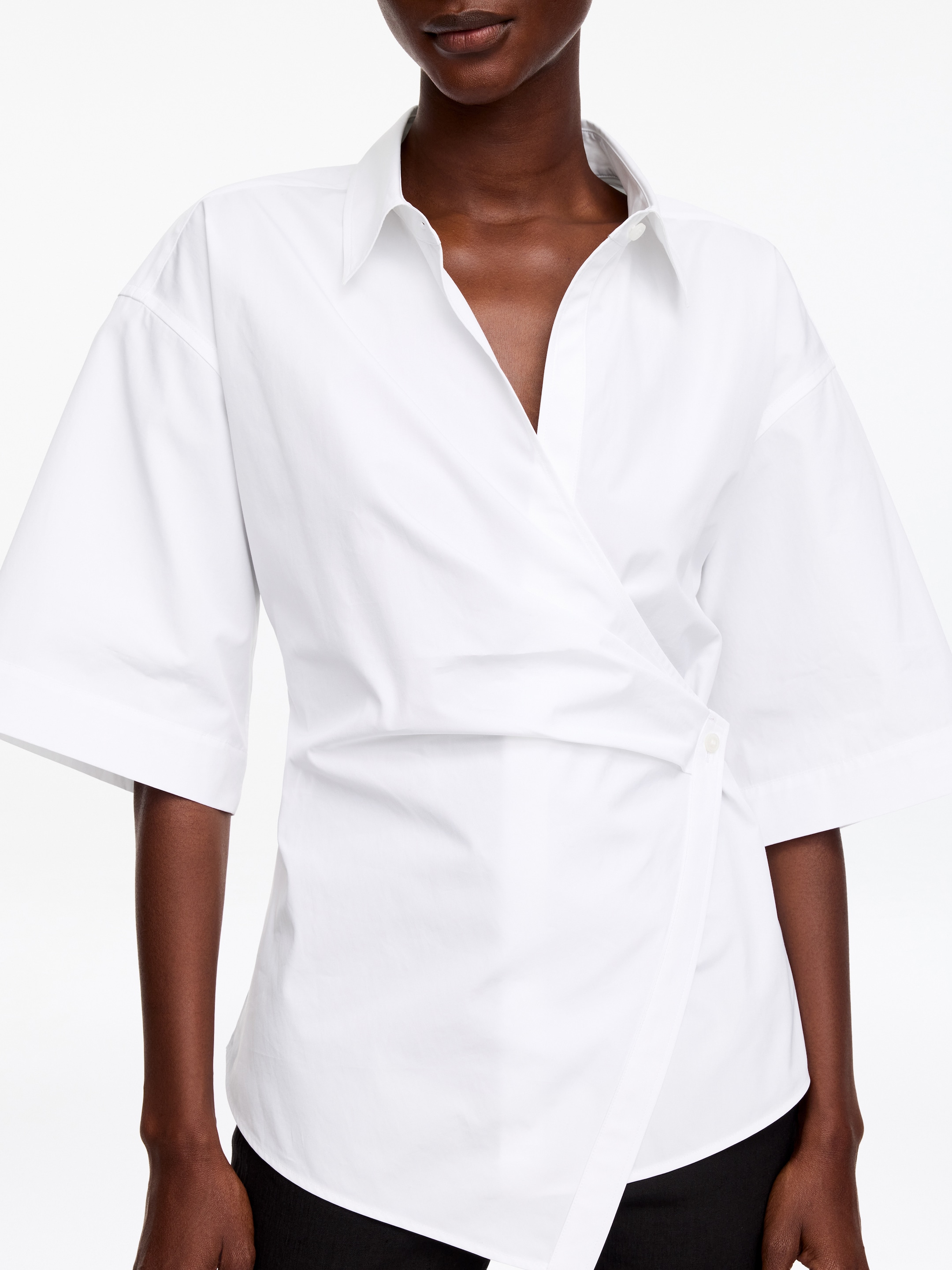 Camisa cruzada de algodón - Blanco - Corte ajustado - Women - StillMedia/Lookbook - 2