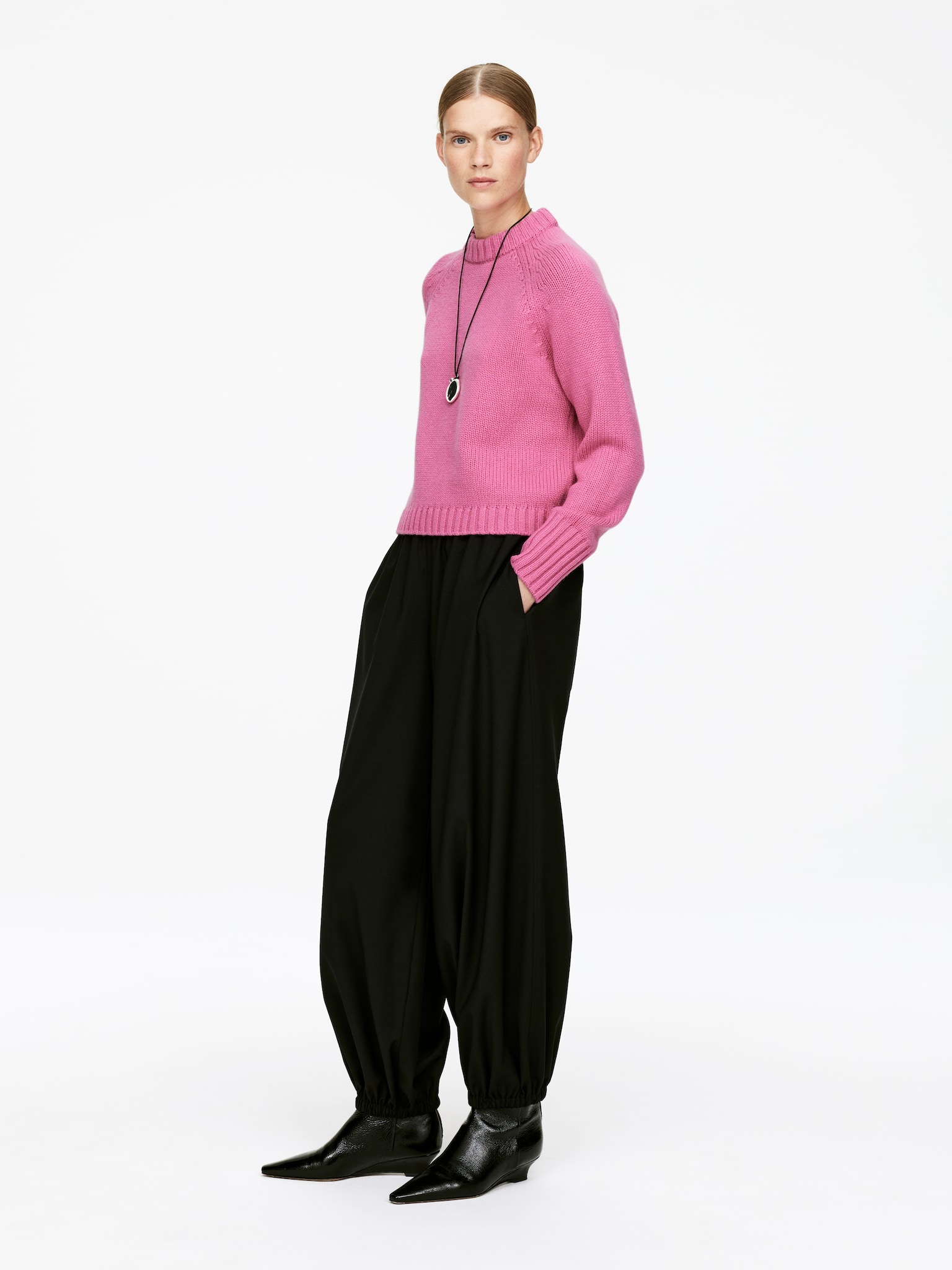 Chunky Pure Cashmere Jumper​ - Pink/Brown - 4
