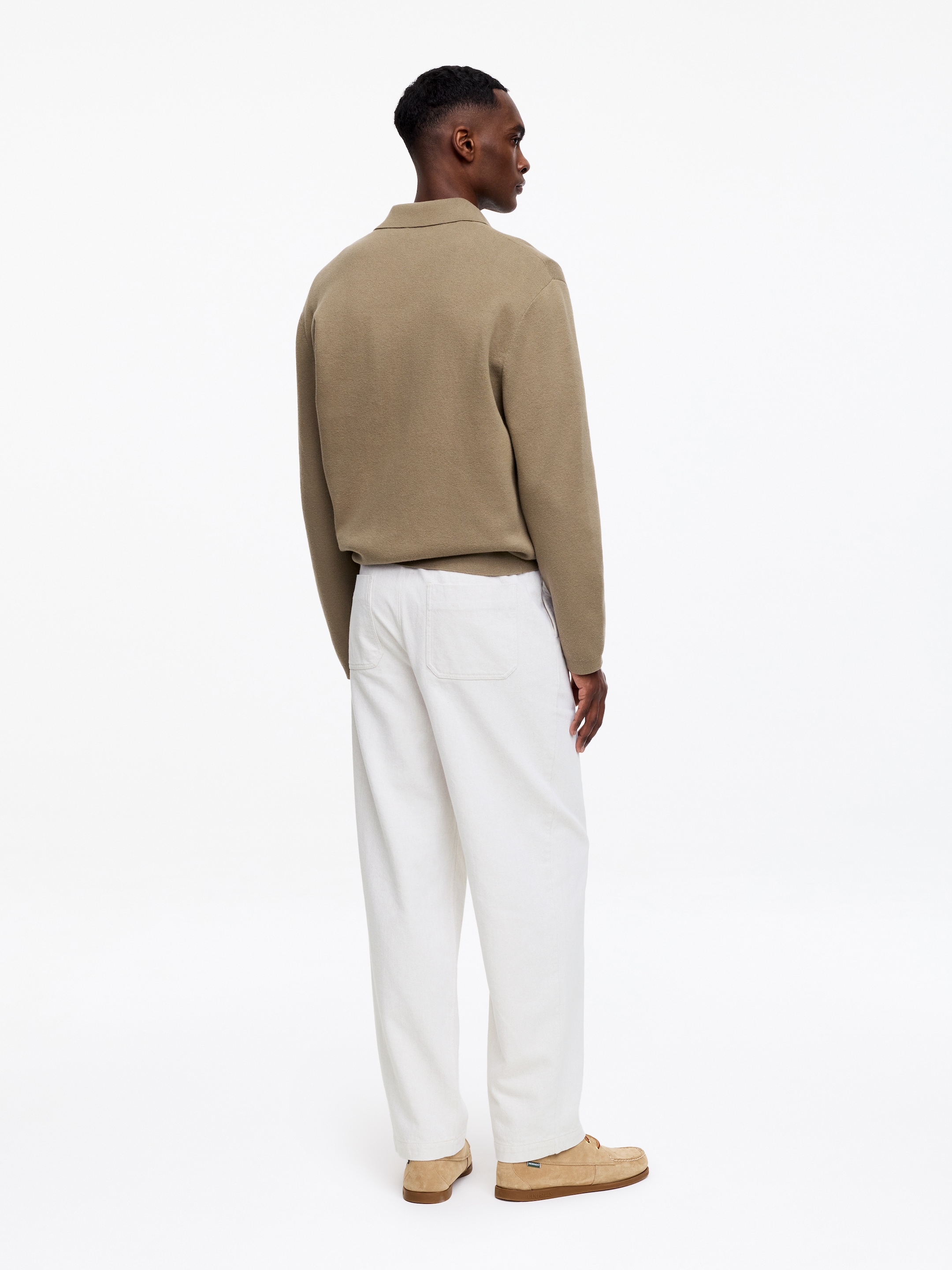 Vida byxor i bomull och linne - Off-white - Loose fit - Men - StillMedia/Lookbook - 4