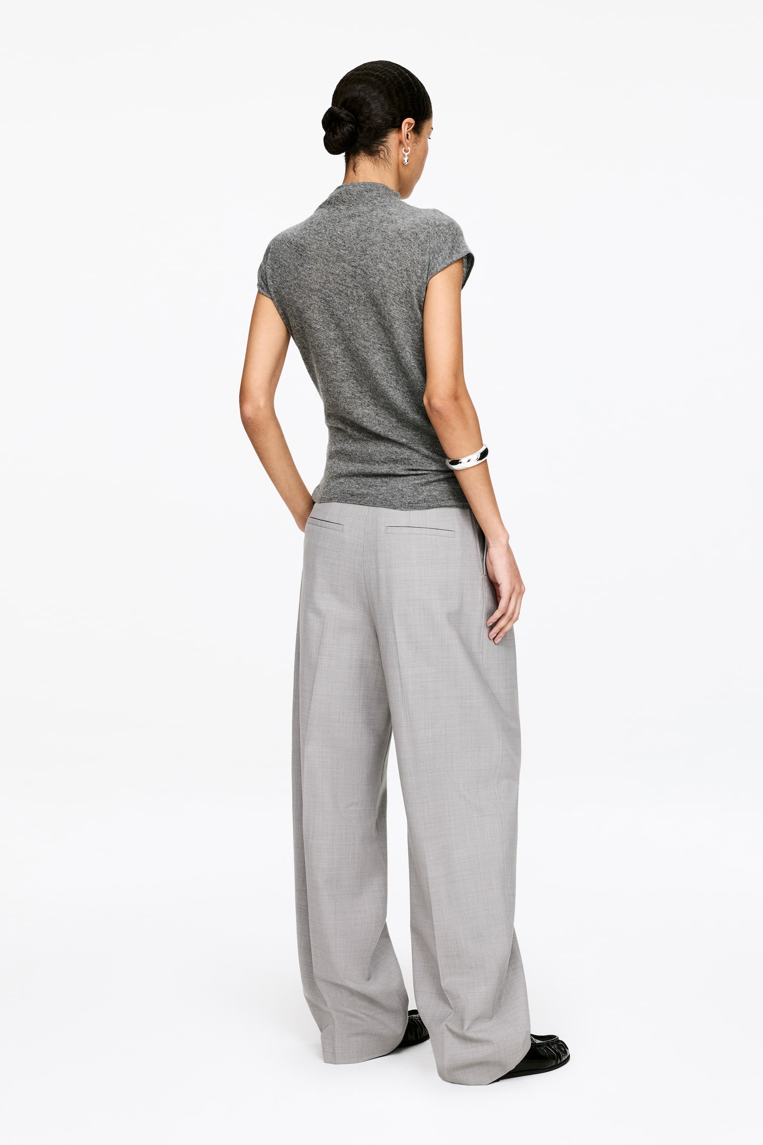 Haut drapé en pur cachemire - gris/Blanc cassé - 3