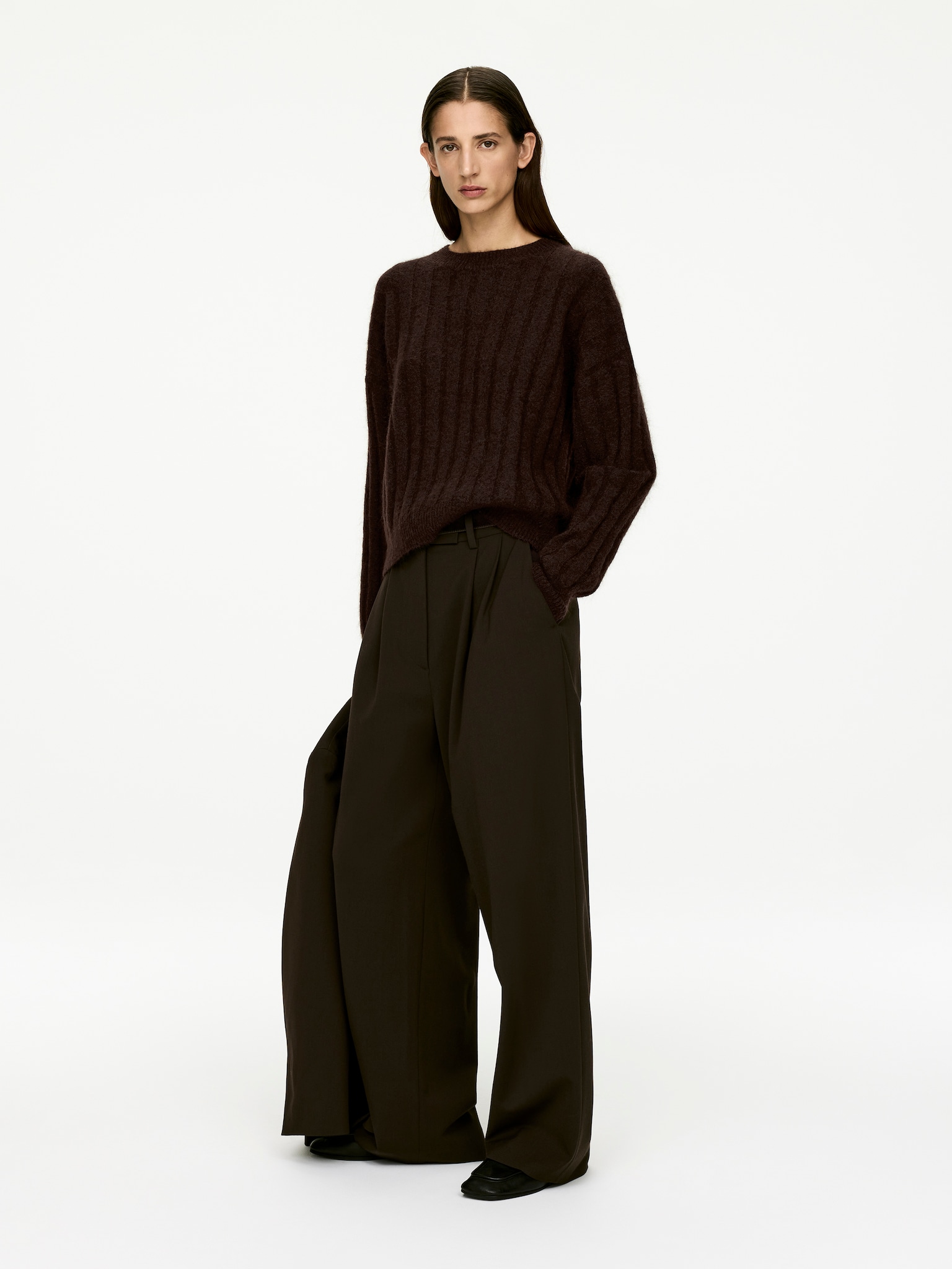 Pullover aus Mohair und Wolle - Dunkelbraun/Altrosa - 3