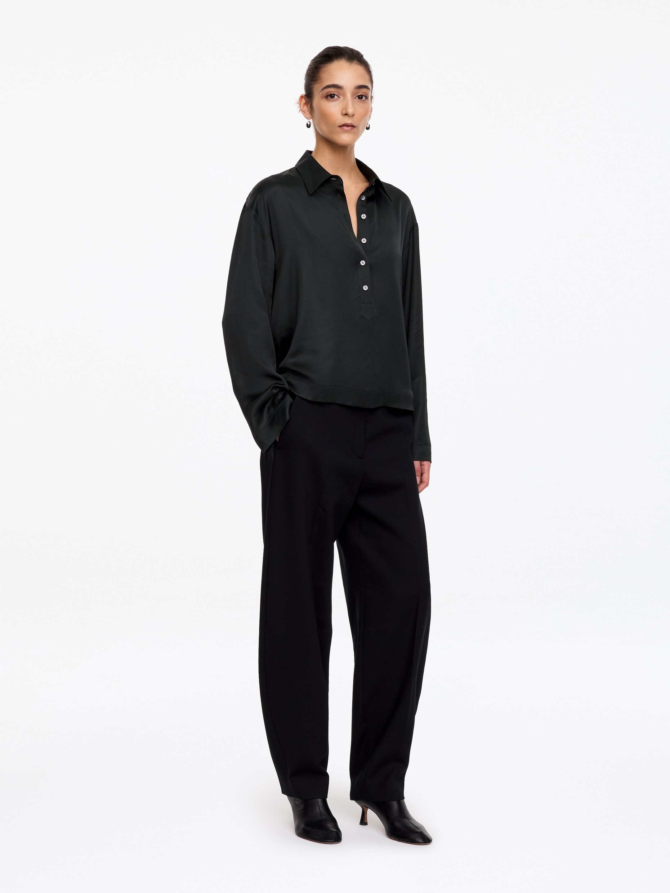 Långärmad polo shirt - Svart - Regular fit - women - StillMedia/Lookbook - 5