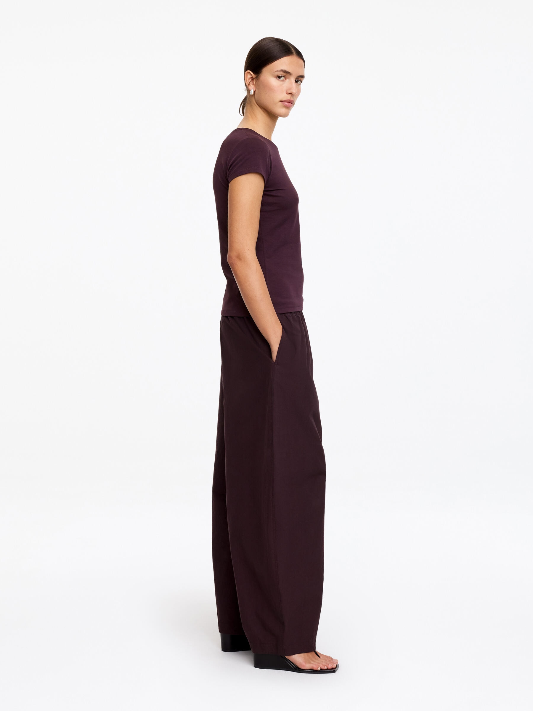 Slim Cap-Sleeve T-Shirt - Plum - Slim fit - Women - StillMedia/Lookbook - 3