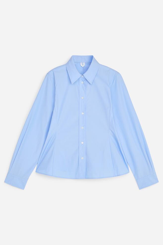 Fitted Cotton Poplin Shirt - Light Blue - 1