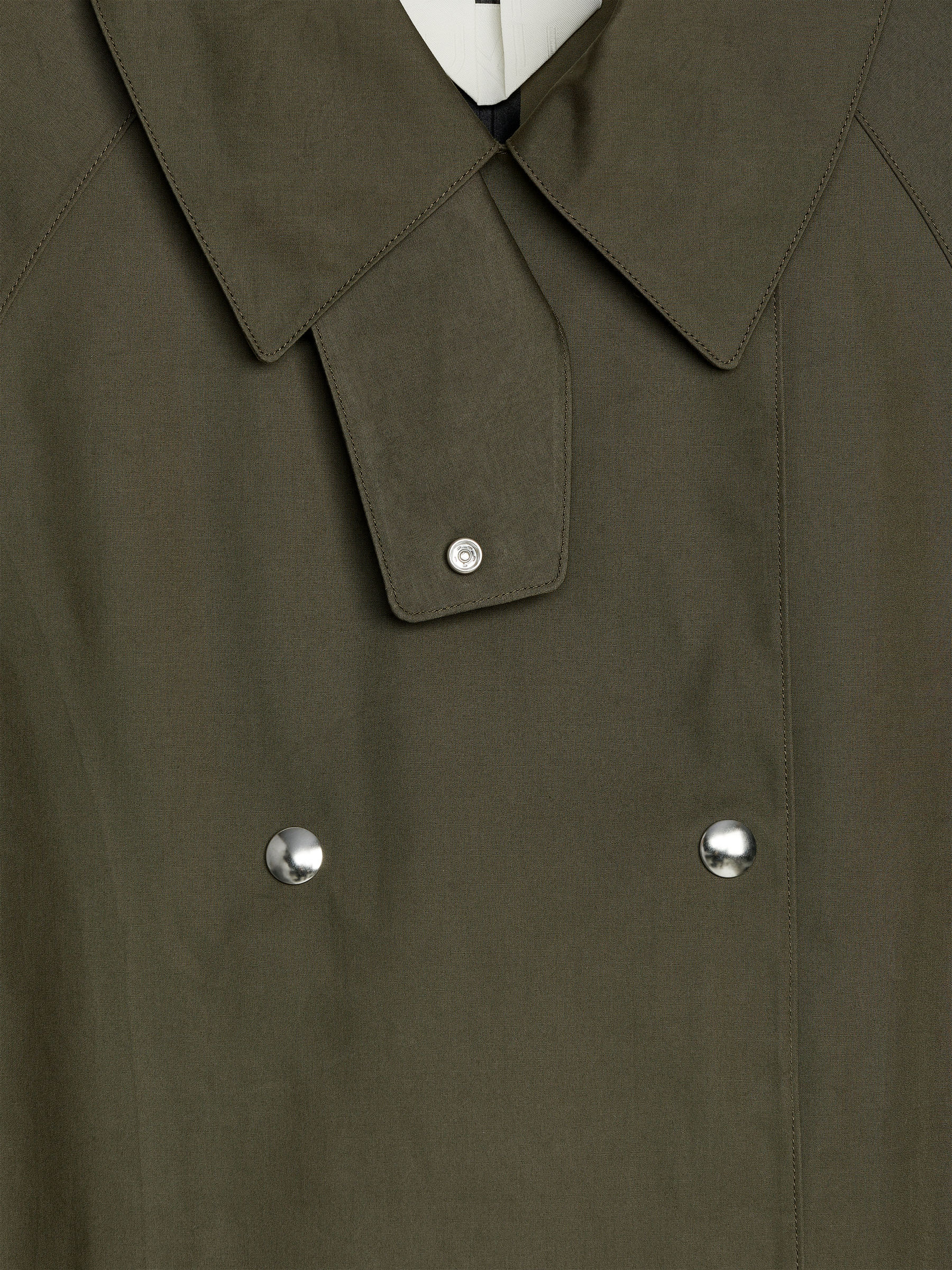 Snap-Button Trench Coat - Khaki Green - Oversized - Women - StillMedia/DescriptiveDetail - 1
