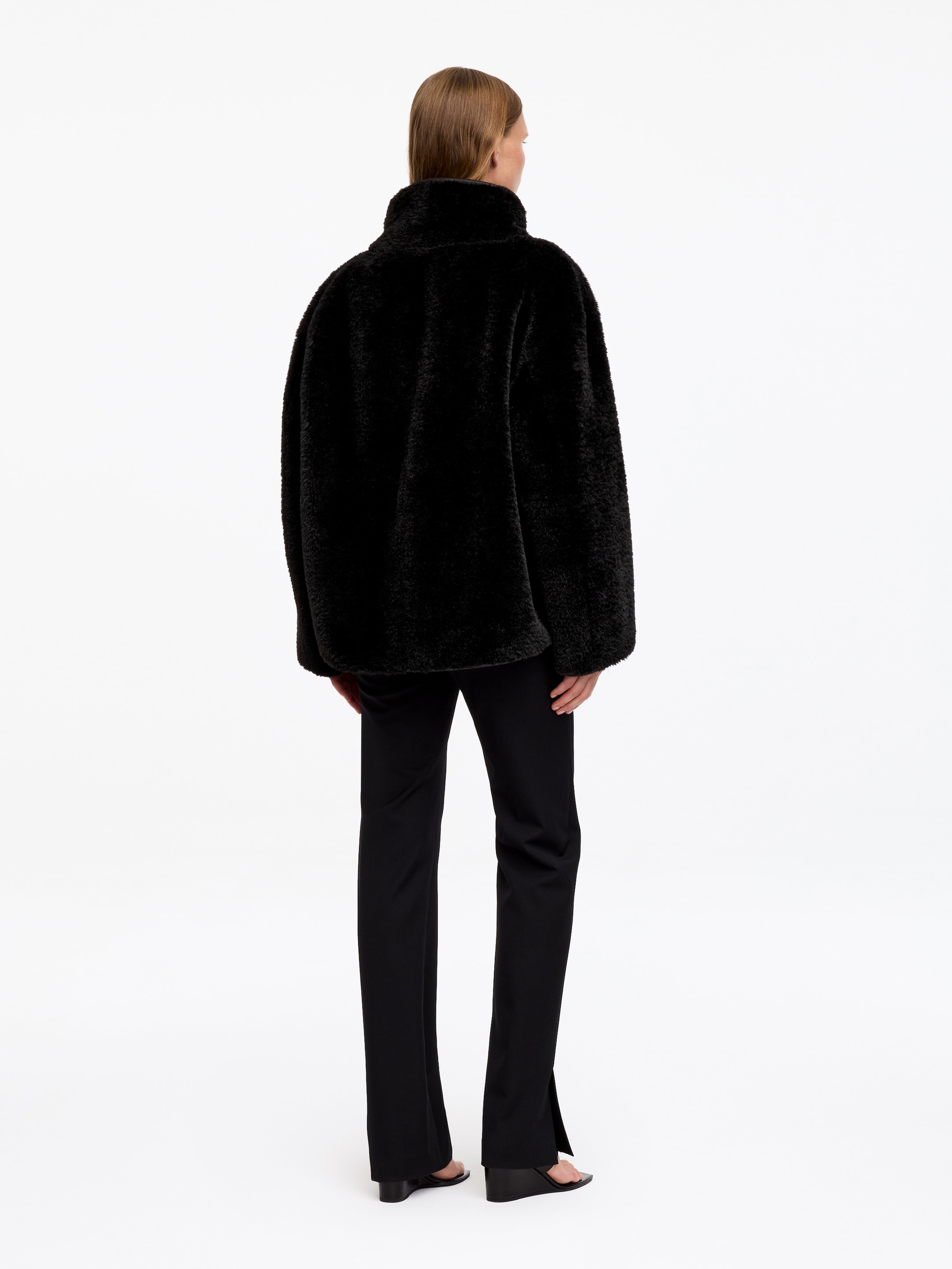 Pile Stand-Collar Jacket - Black - Regular fit - women - StillMedia/Lookbook - 5