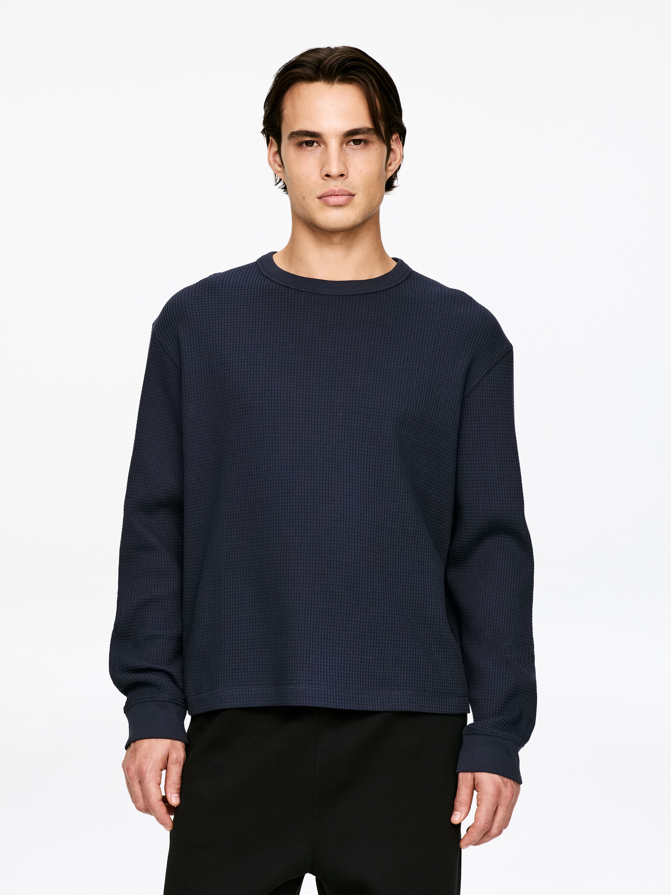 ARKET ACTIVE Waffle Top - Dark Blue - Regular fit - Men - StillMedia/Lookbook - 2