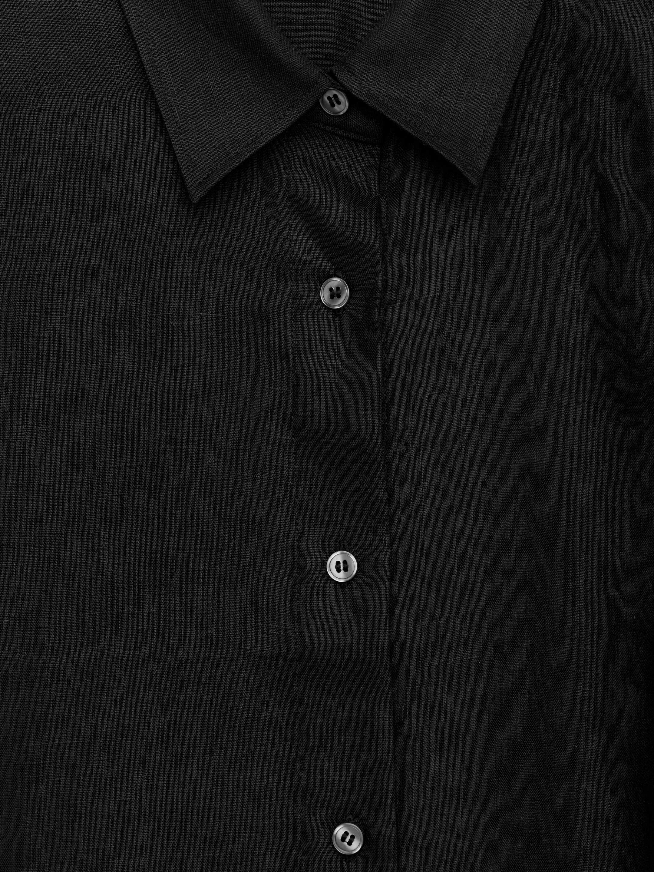 Ver imagem maior: Vestido camiseiro em linho - Preto - SENHORA | H&M PT 7