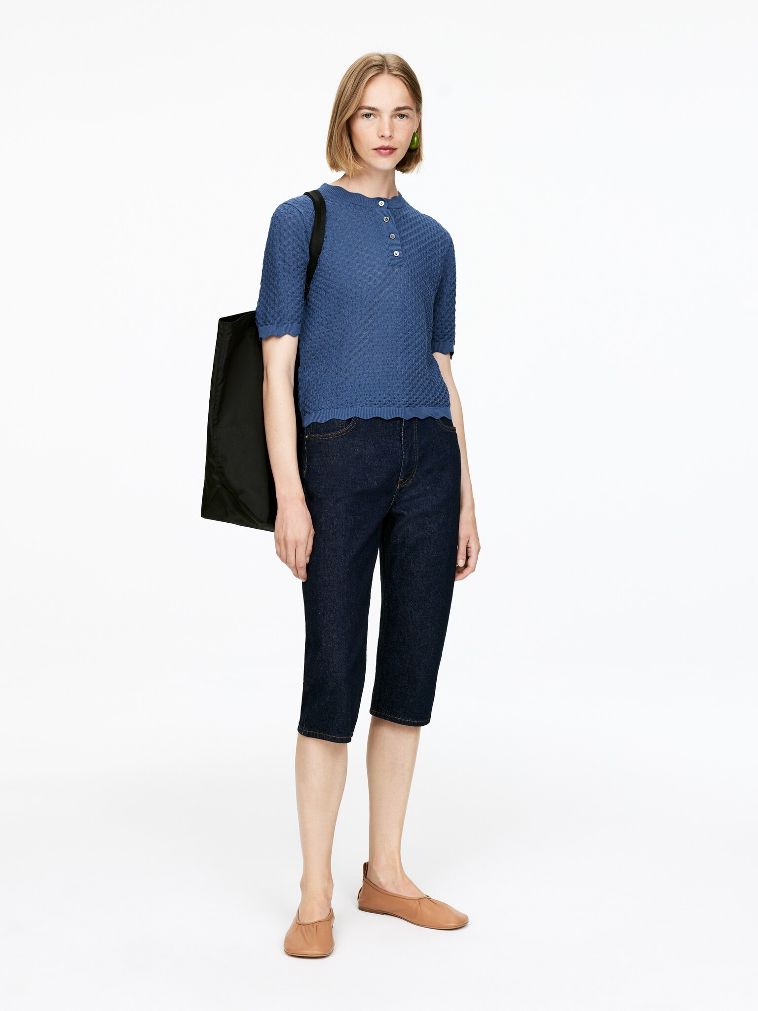 Haut en maille ajourée - Bleu - 4