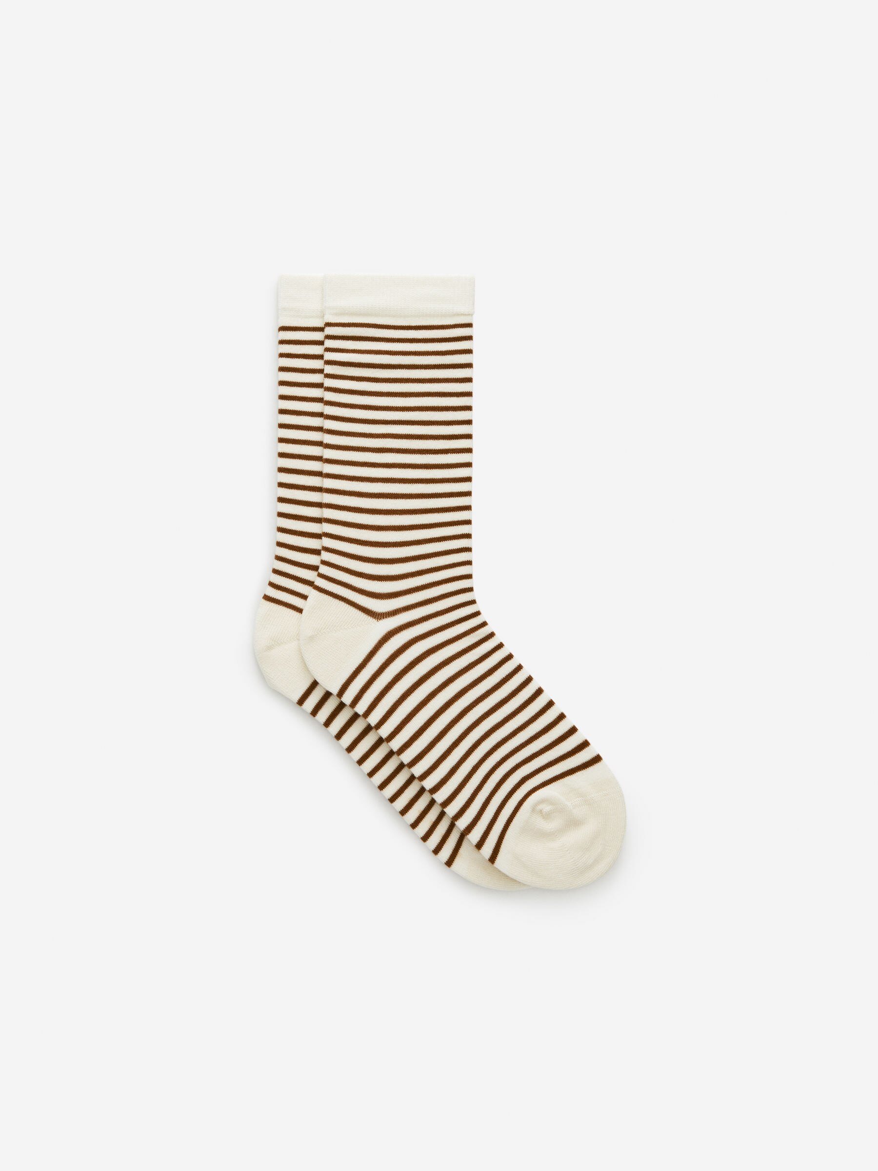 Gestreifte Baumwollsocken - Braun/Cremeweiß - Damen - StillMedia/DescriptiveStillLife - 2
