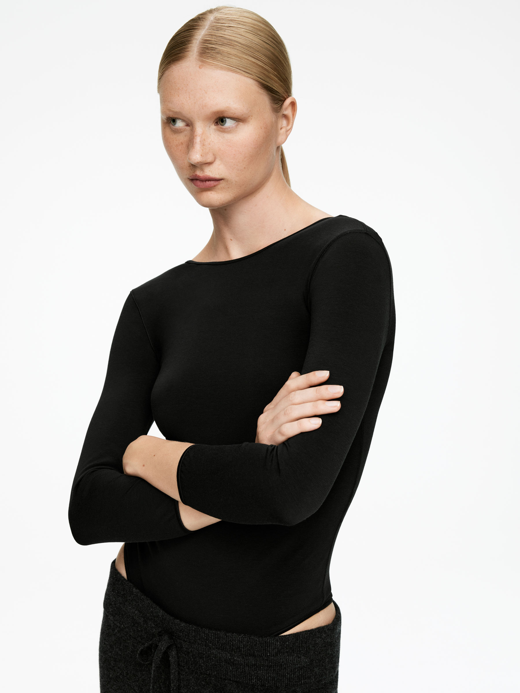 Long-Sleeve Bodysuit - Black - Slim fit - Women - StillMedia/Lookbook - 4