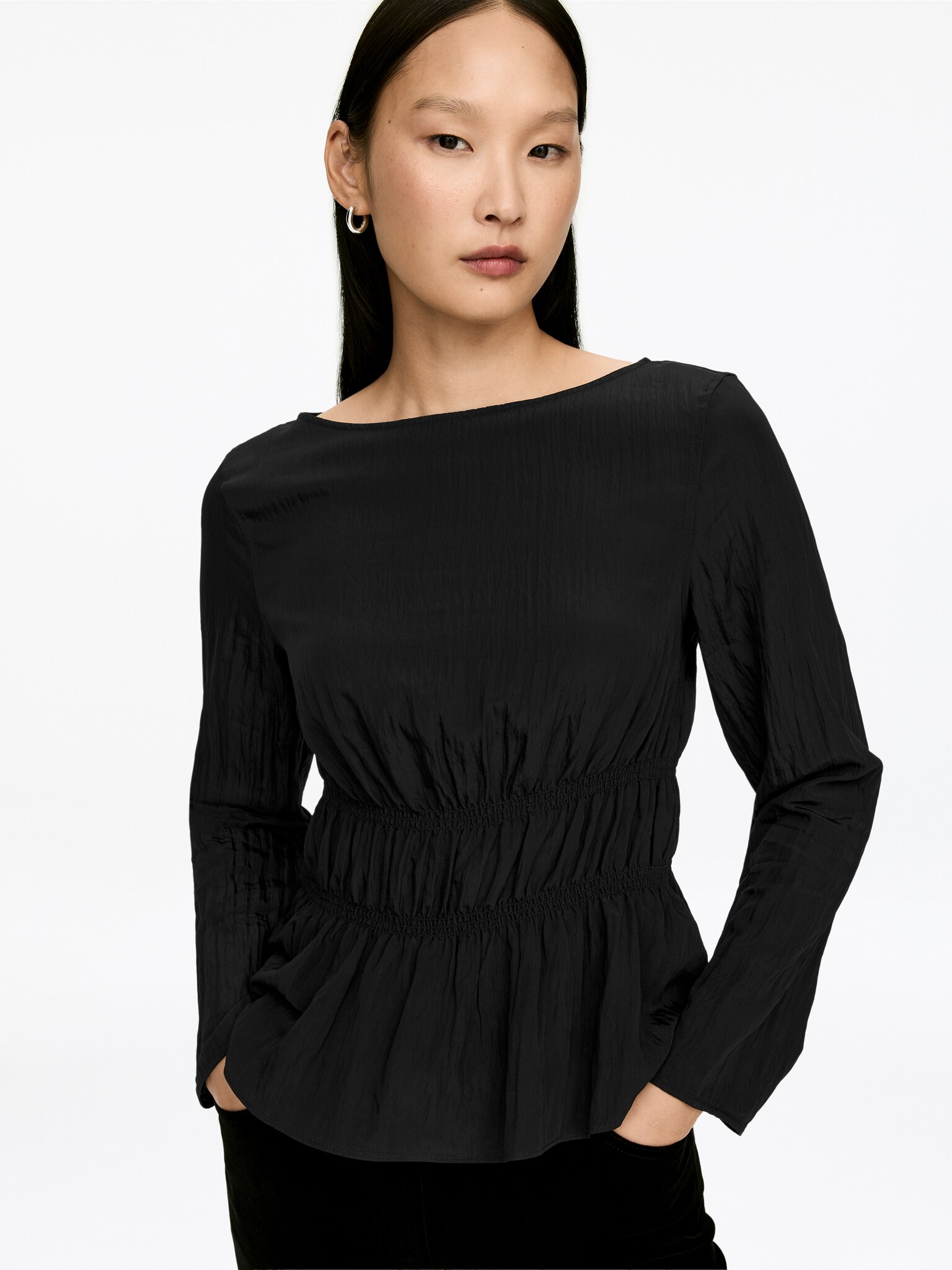 Smock Top - Black/Light Beige - 4