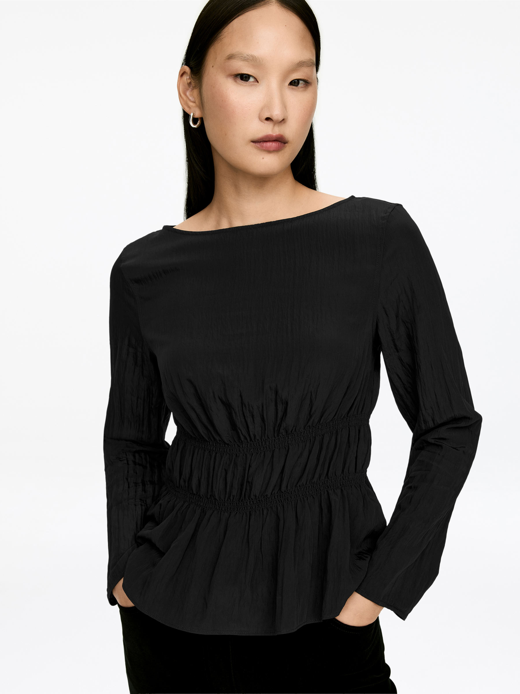 Smock Top - Black - Slim fit - Women - StillMedia/Lookbook - 4