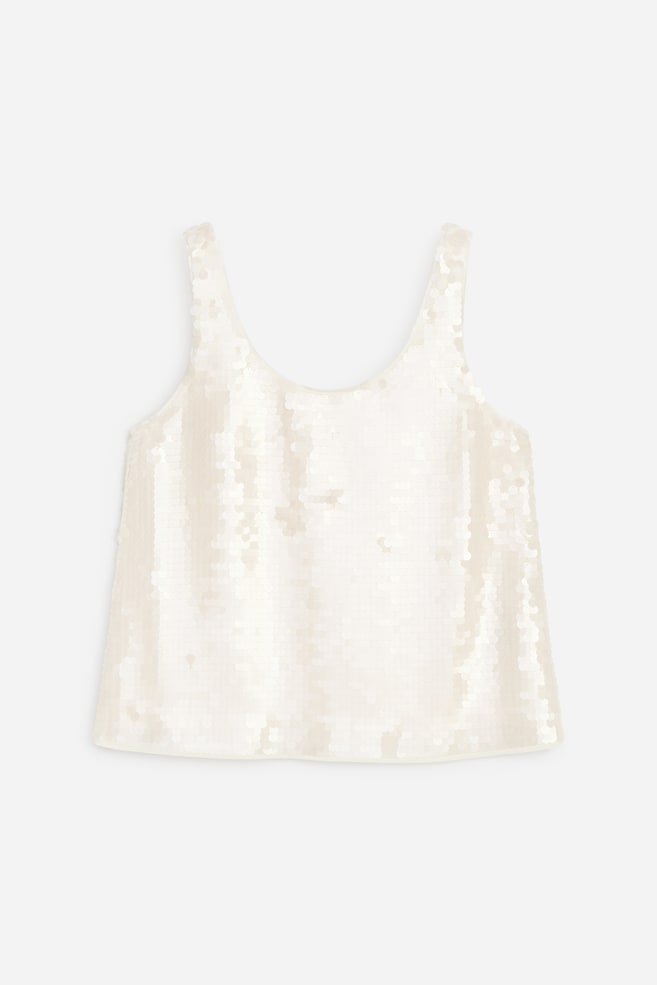 Canotta con paillettes - Beige - 1