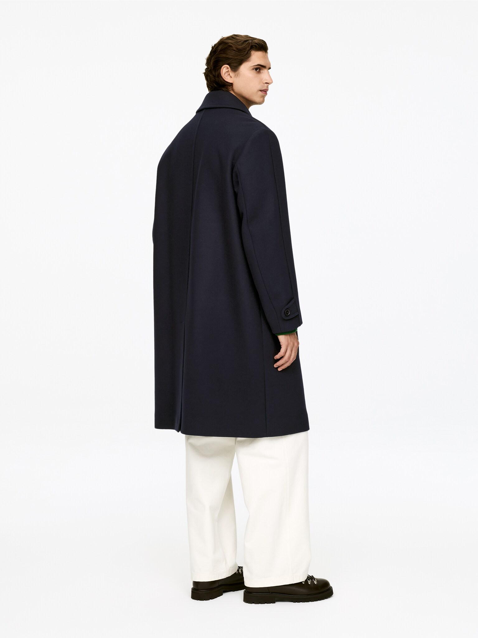 Manteau en laine mélangée doublée - Bleu foncé - 6