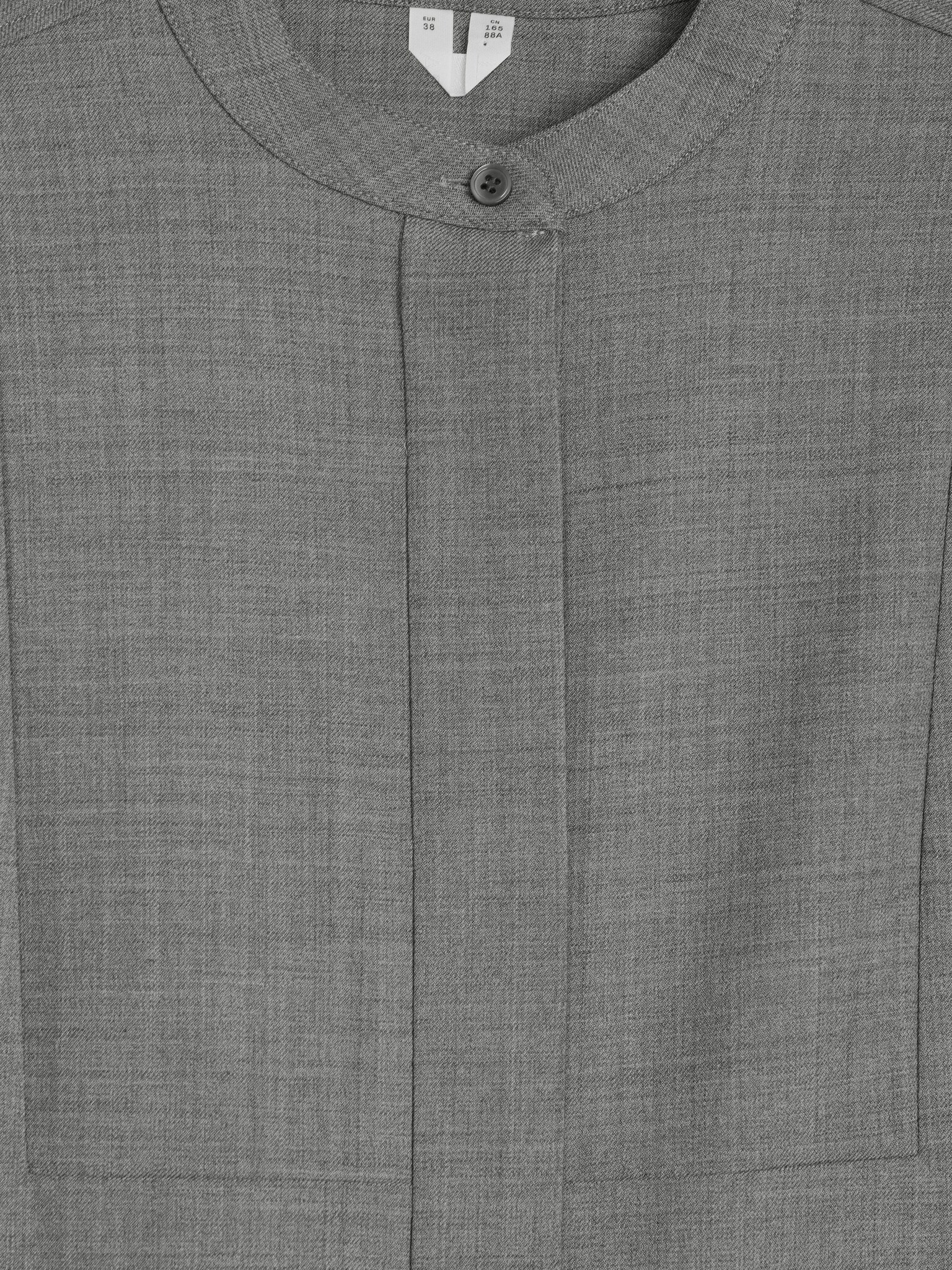 Wool-Blend Tuxedo Shirt - Grey Melange - 2