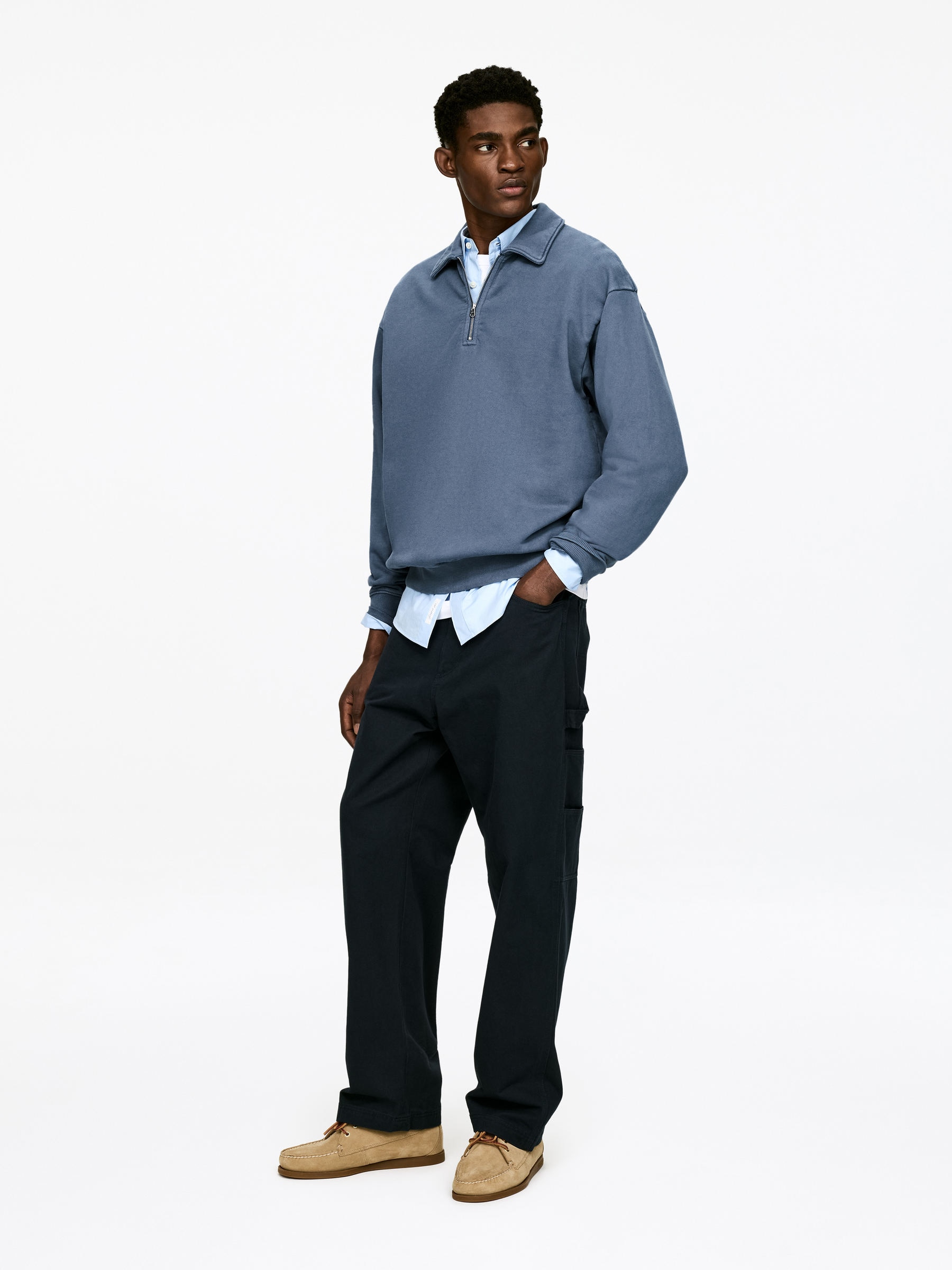 Half Zip Polo Shirt - Faded Blue - Regular fit - Men - StillMedia/Lookbook - 6