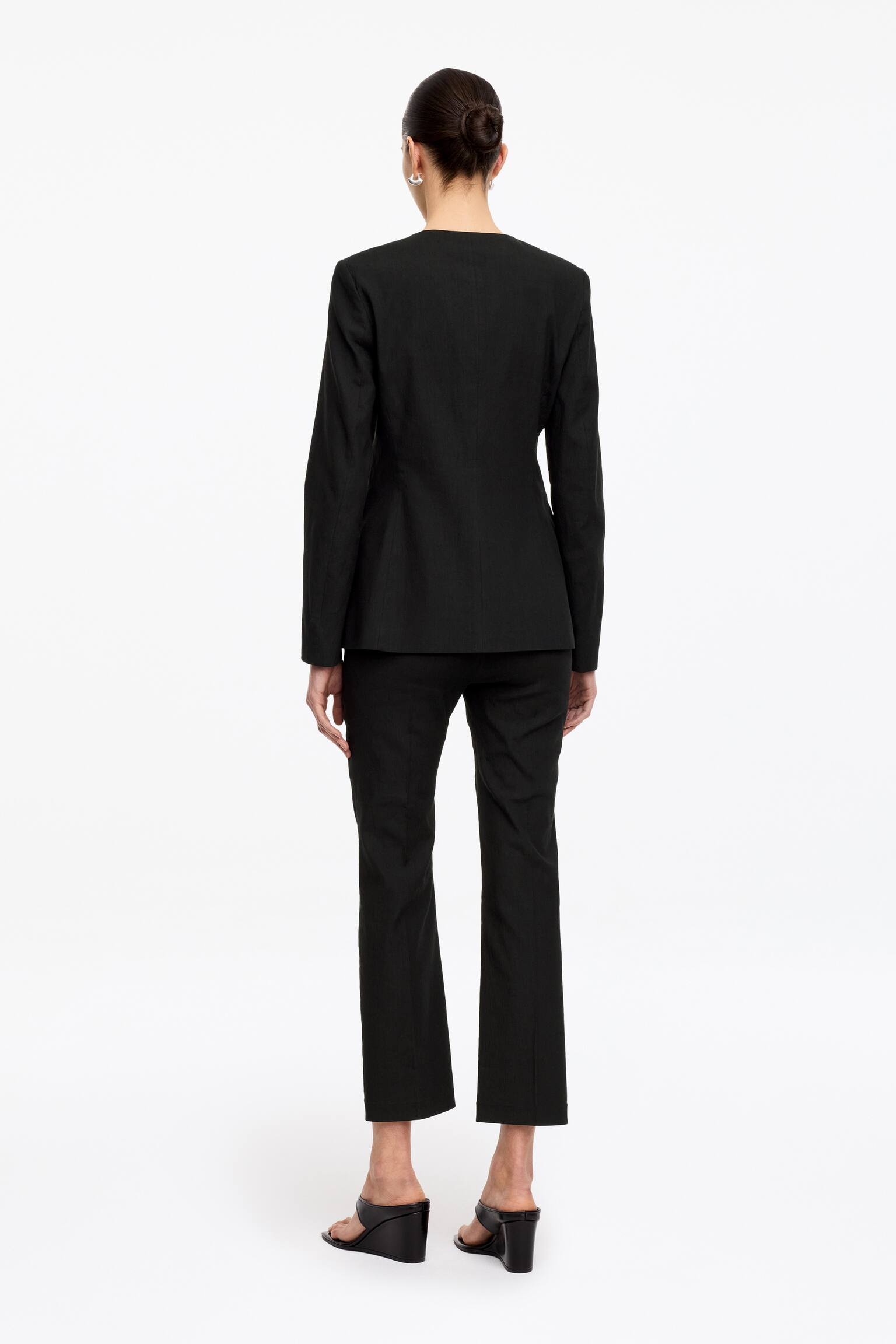 Marynarka z mieszanki z lnem - Czarny/Czarny - 6