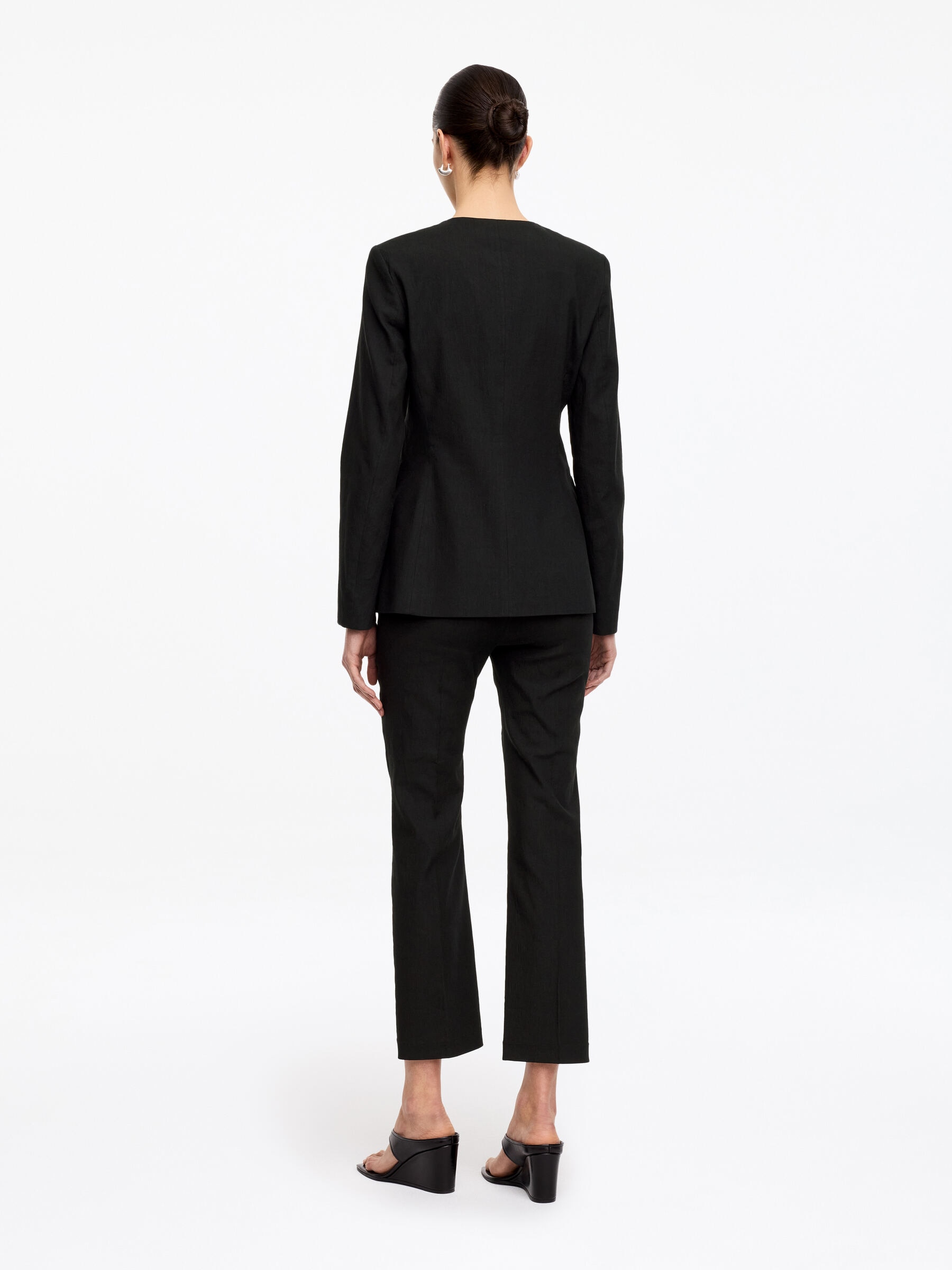 Linen-Blend Blazer - Black - Slim fit - Women - StillMedia/Lookbook - 5