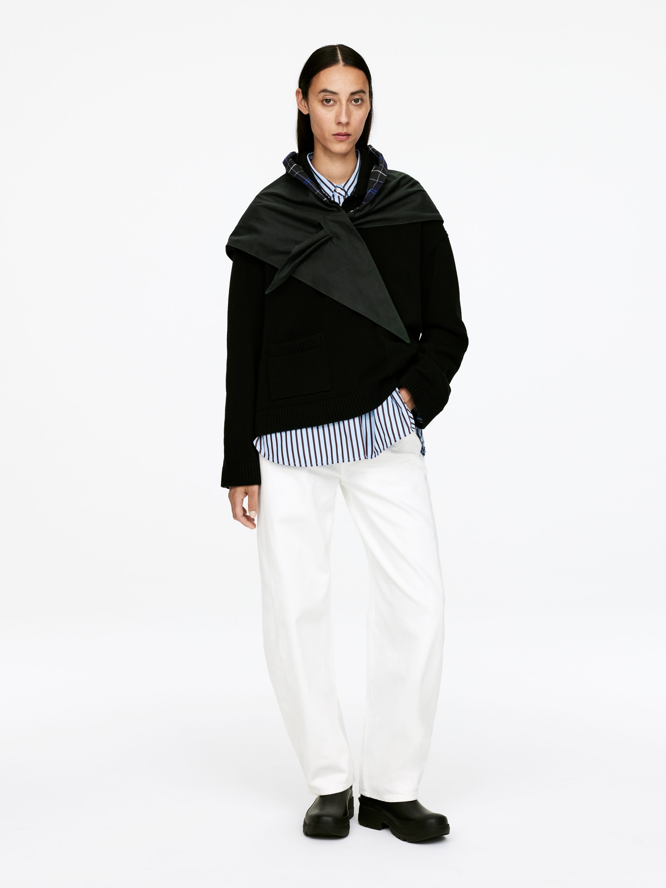 ARKET and Barbour Waxed Cotton Scarf-#4C5353-17244