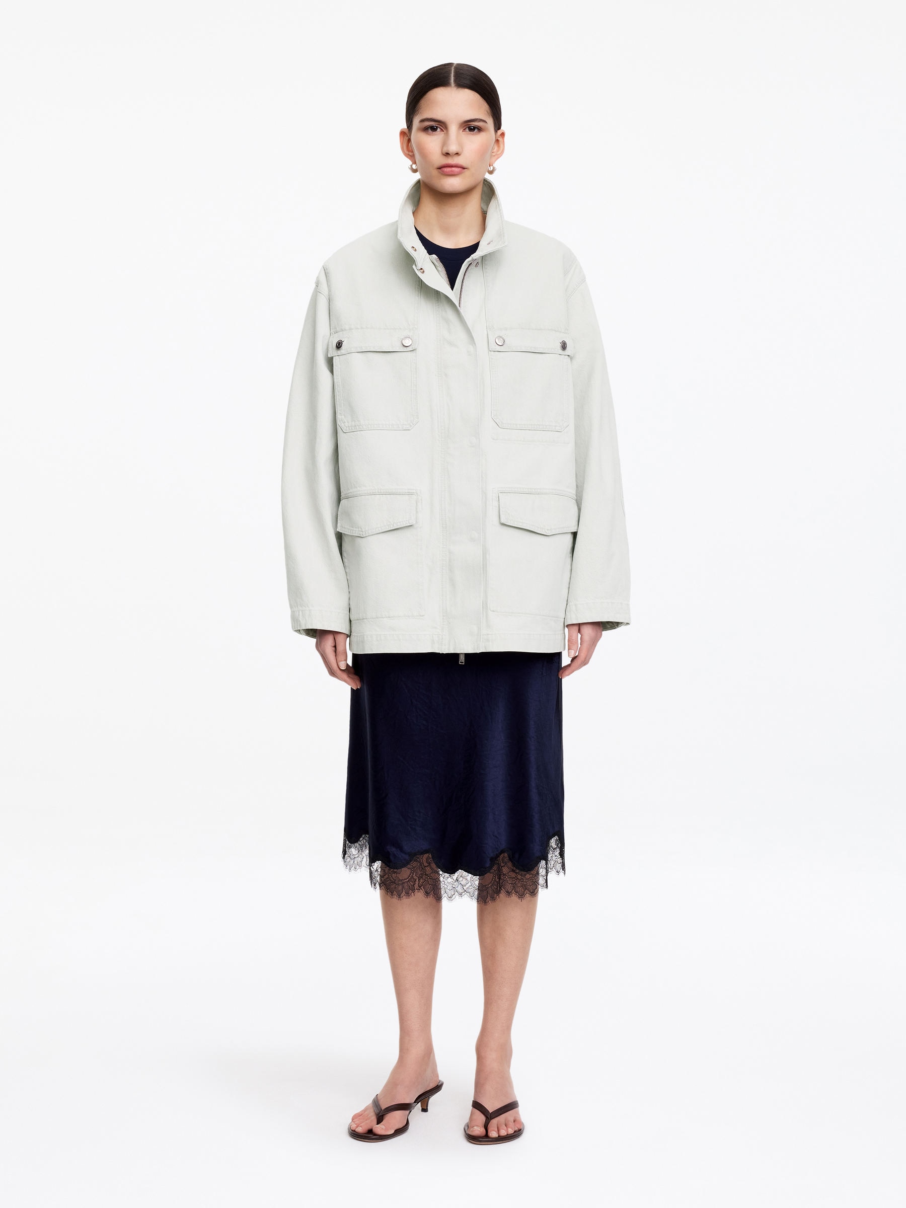 Funnel-Neck Jacket-#EAE5D6-18253