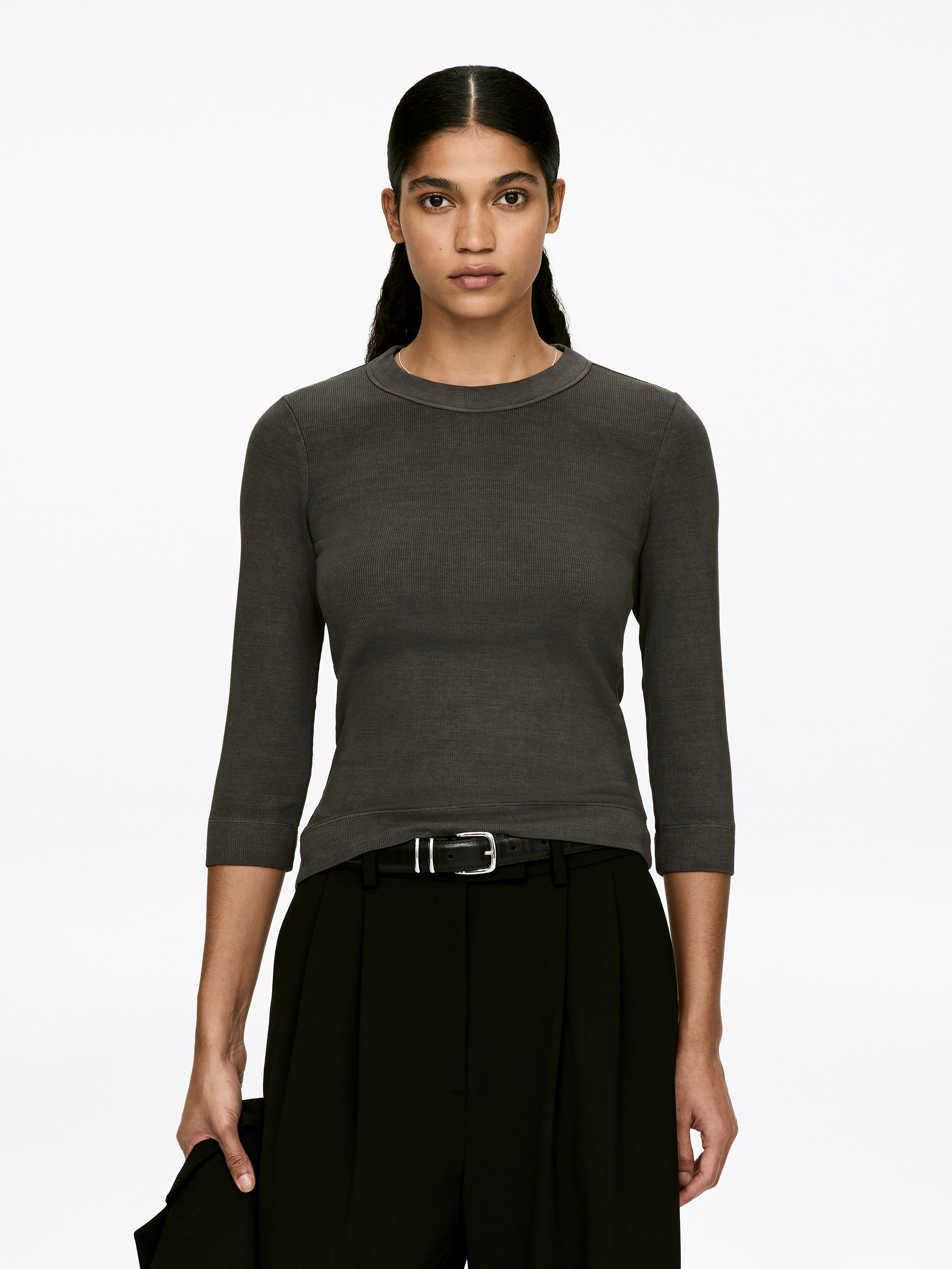 Ribbetopp - Svart/Svart/hvit