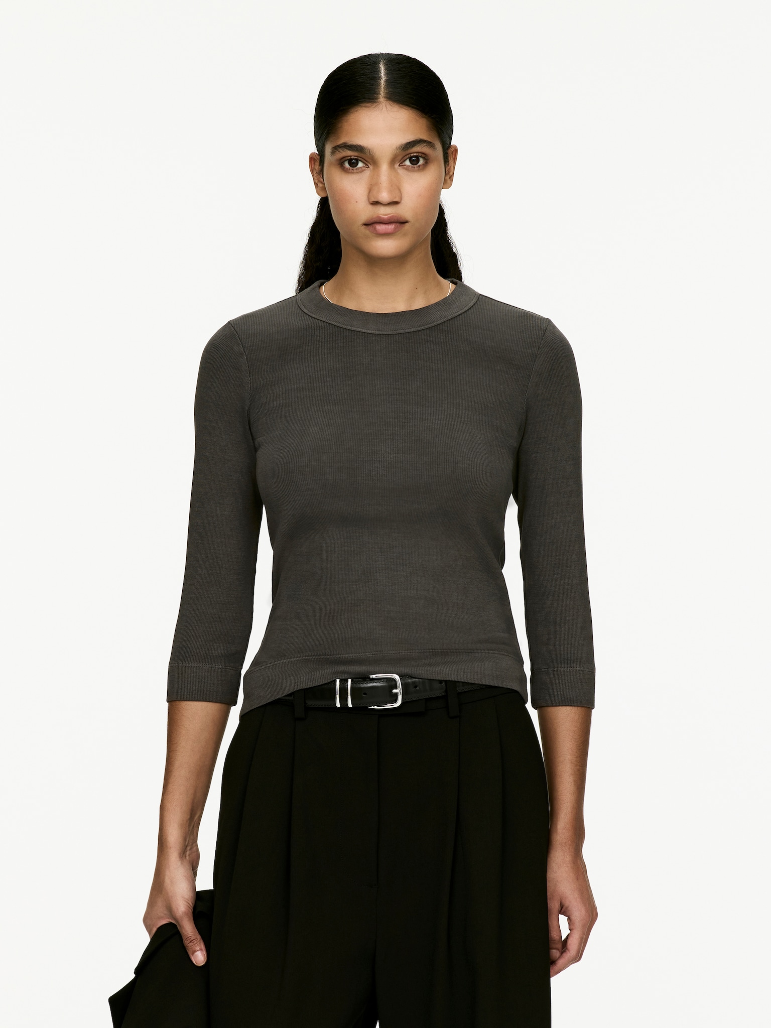 Top de canalé - Negro/Negro/blanco