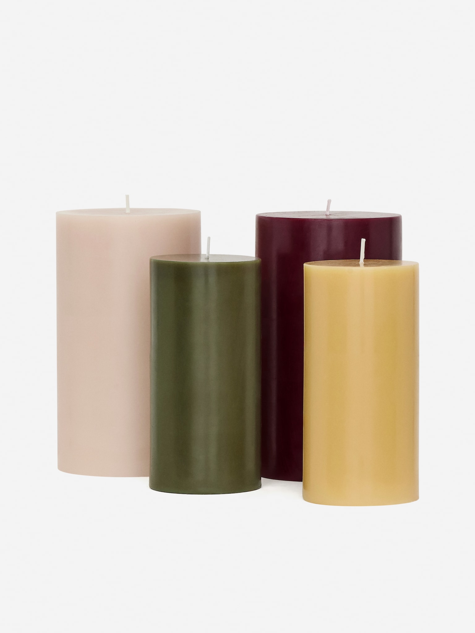 Lumânare cilindrică 17,5 cm - Roz Pudrat/Burgundy/Tricou ușor LILY/Albastru deschis - 2