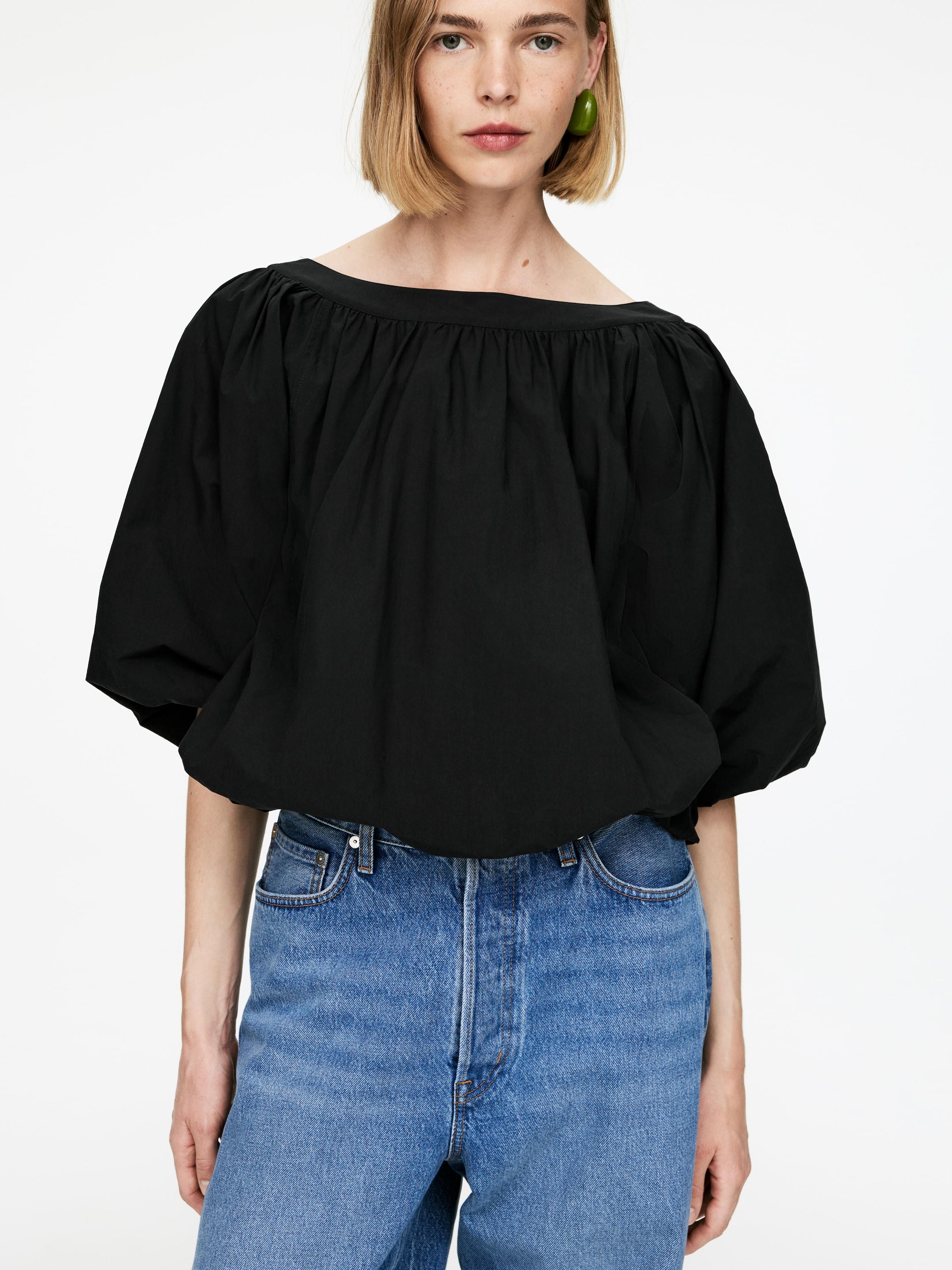 Grotere afbeelding bekijken: Balloon-Hem Top - Black - DAMES | H&M BE 4