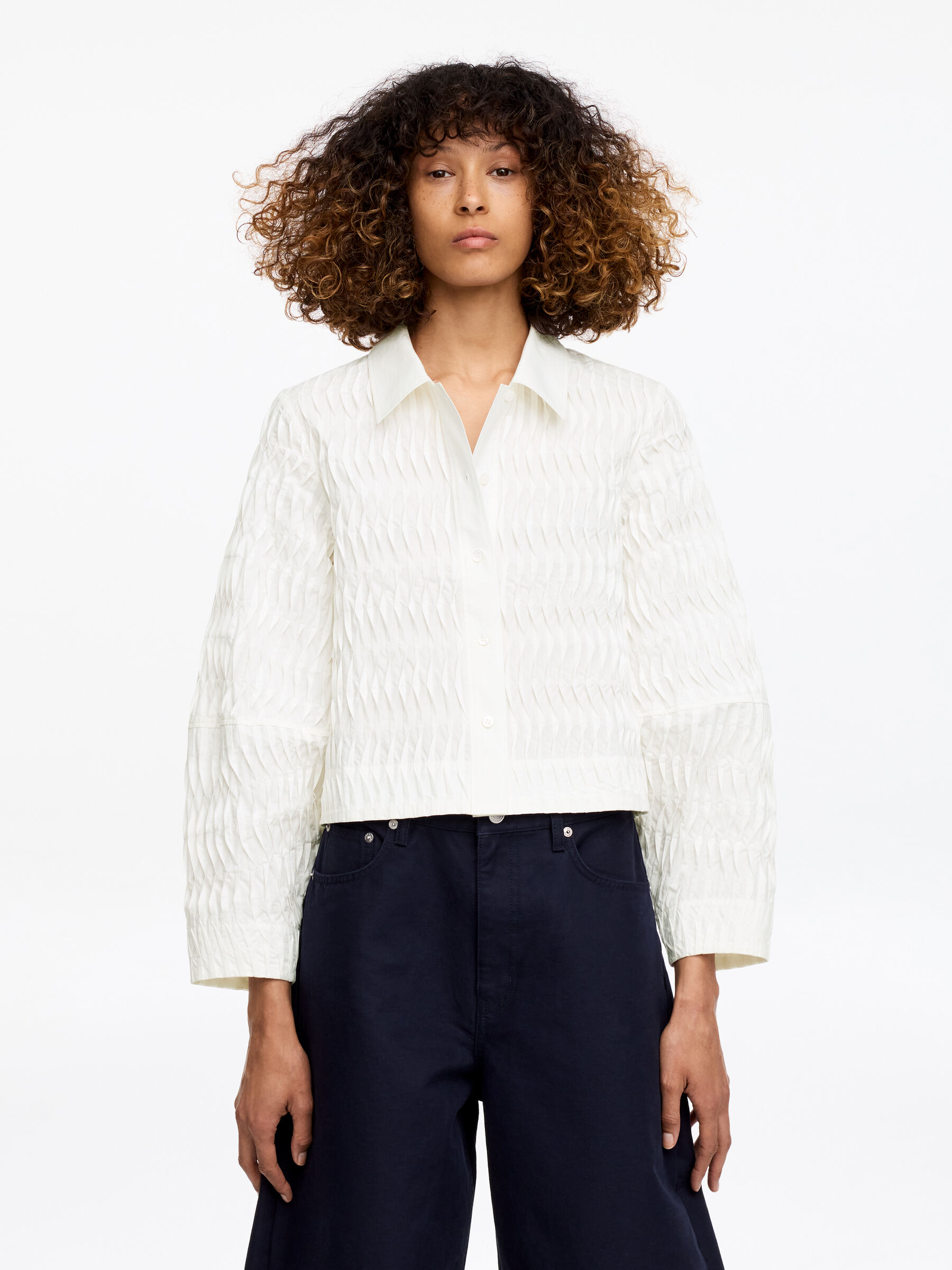 ARKET and Laila Gohar Pleated Overshirt-#F4F3E9-18779