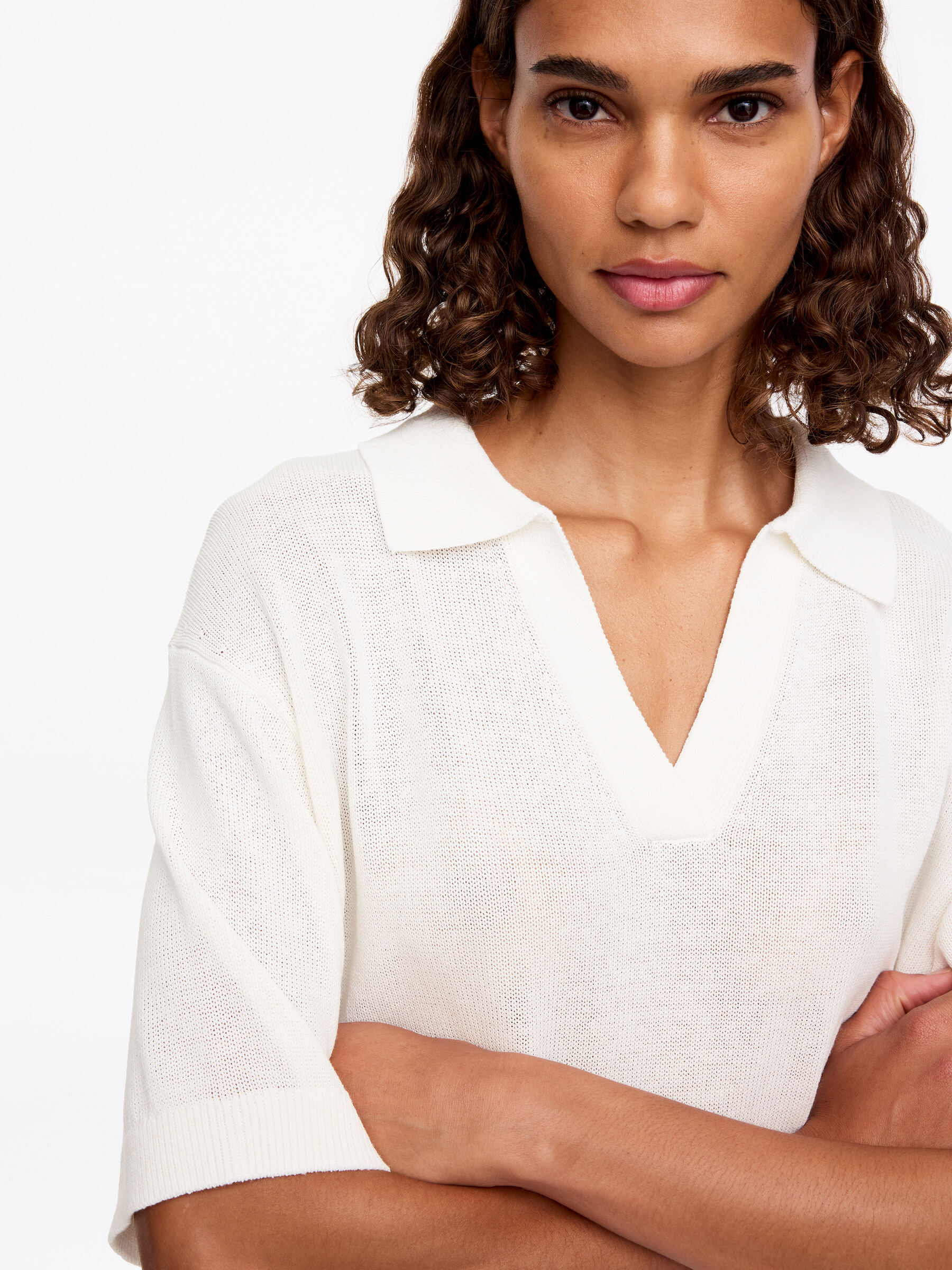 Jersey tipo polo de punto - Blanco - Corte holgado - Women - StillMedia/Lookbook - 5
