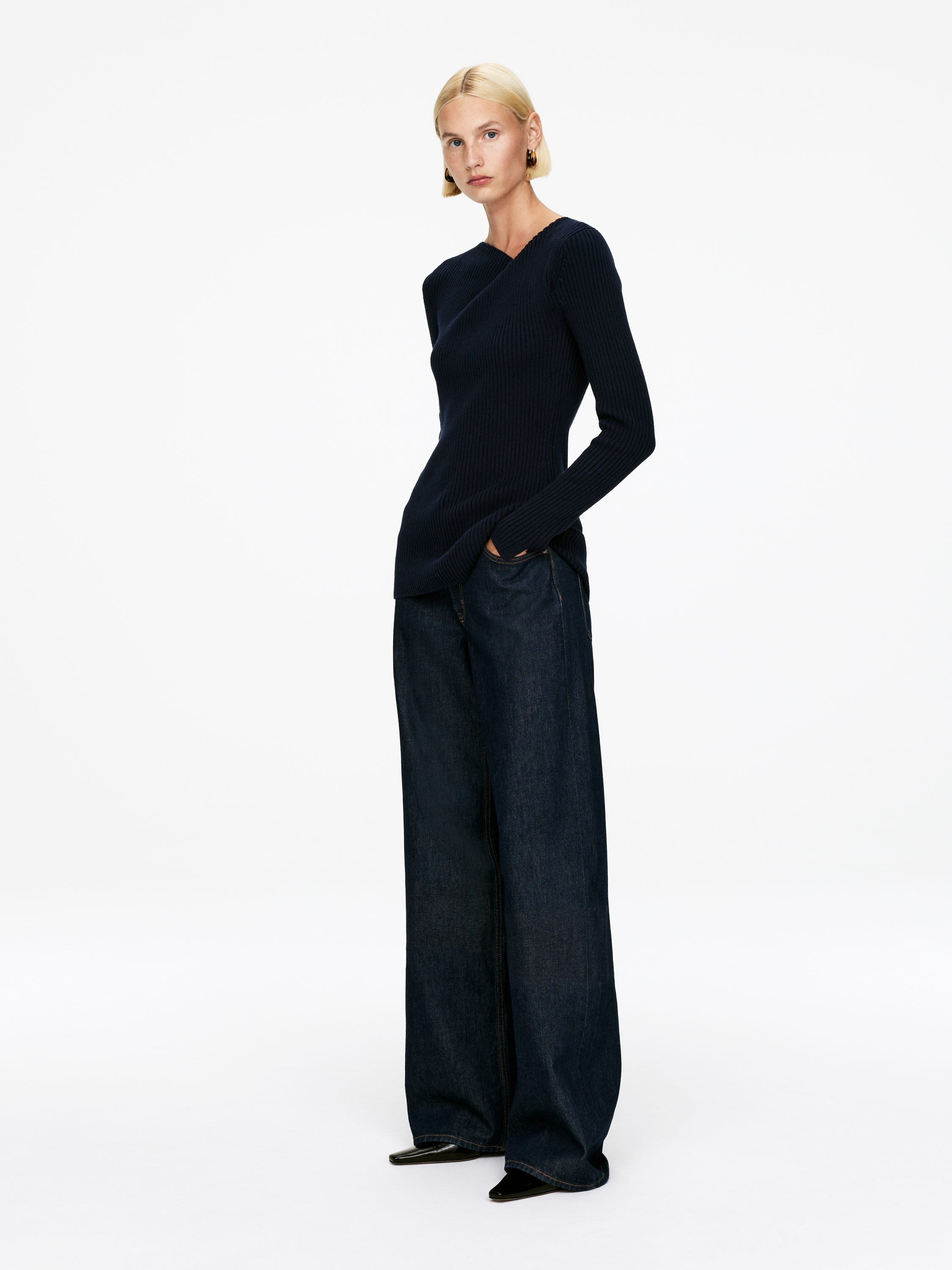 Rib-Knit Top - Dark Blue - Regular fit - Women - StillMedia/Lookbook - 4