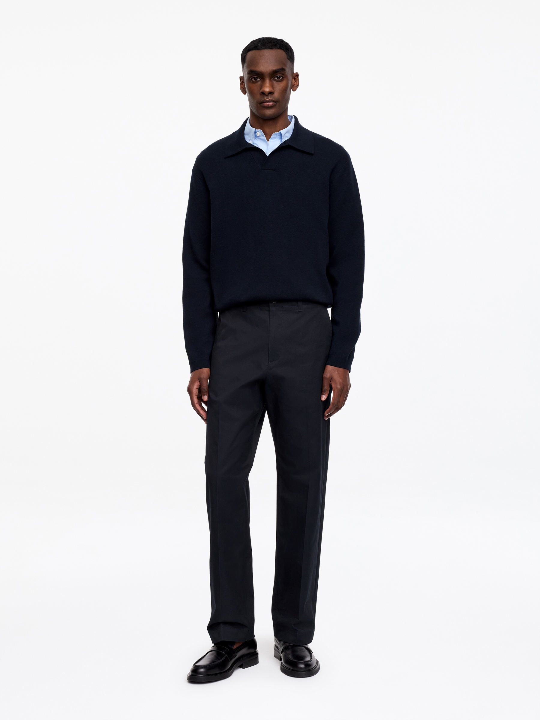 Pantalones de sarga de algodón de corte relajado-#272930-18458