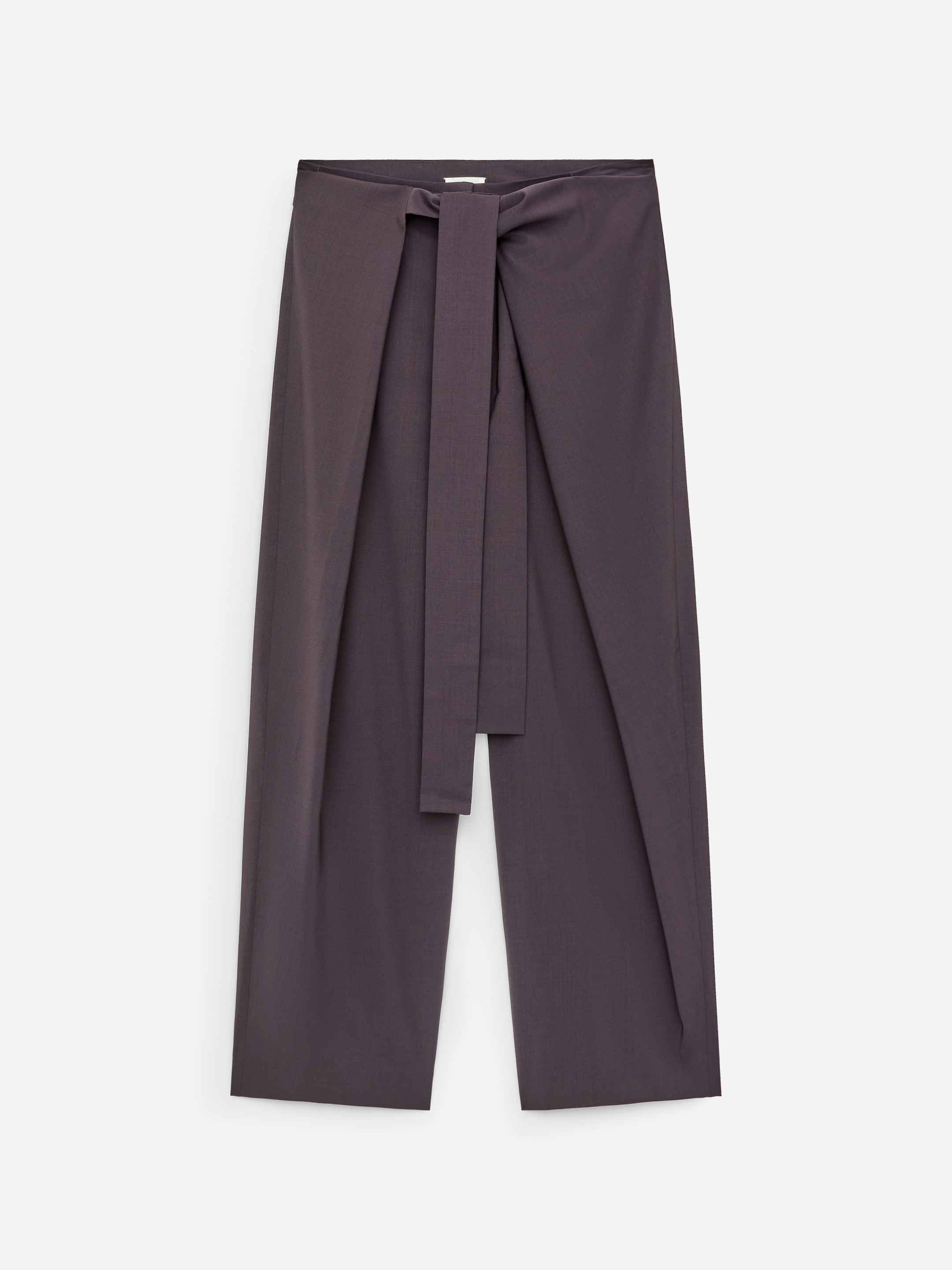 Wrap-Detail Tailored Trousers-#4b3c47-17686