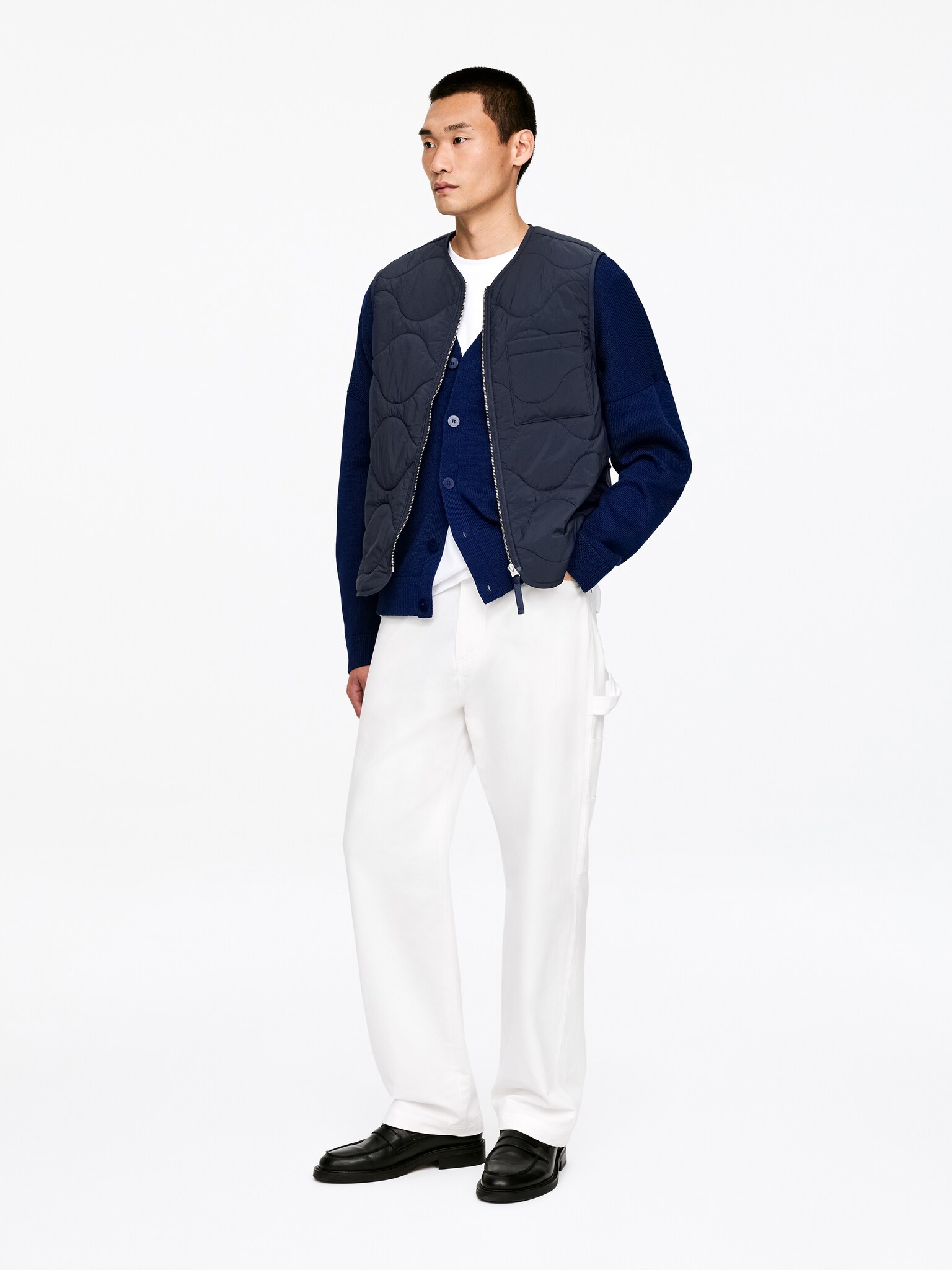 2 v 1 prešívaná vesta - Tmavomodrá/Black - 3