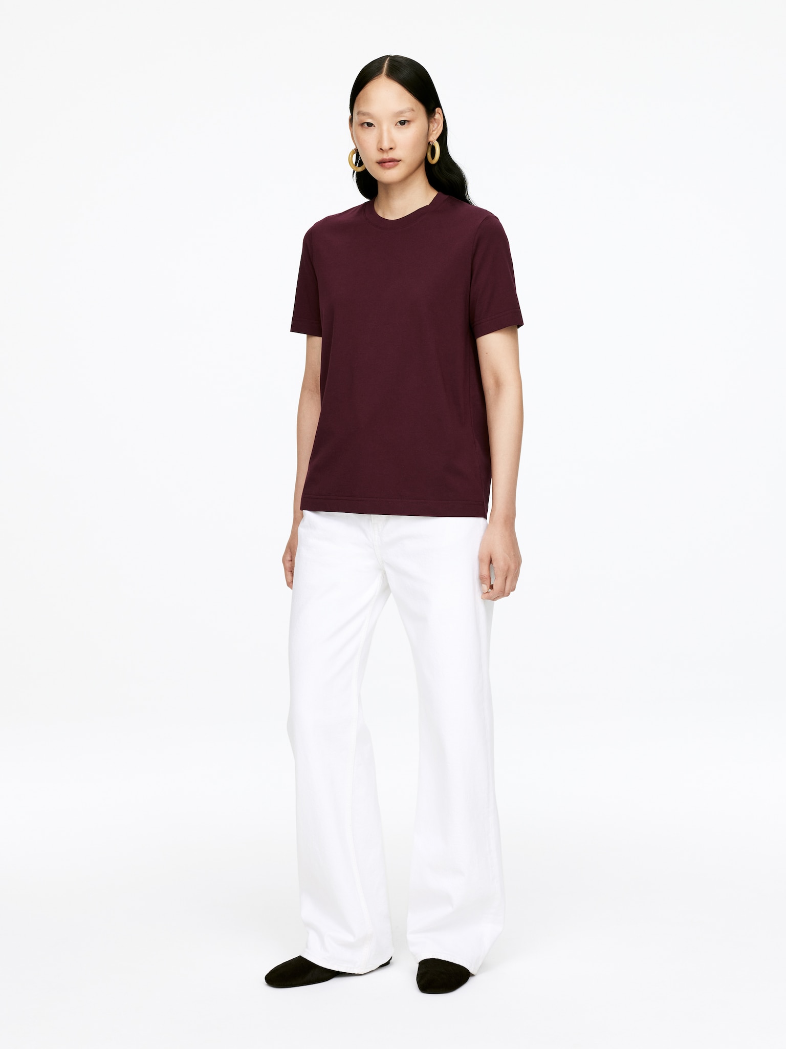 LILY Charakteristisches T-Shirt - Weinrot/Weiß/Schwarz/Rot/Weiß/Weiß/Dunkelblau/Braun/Cremeweiß/Graumeliert/Dunkelblau - 3