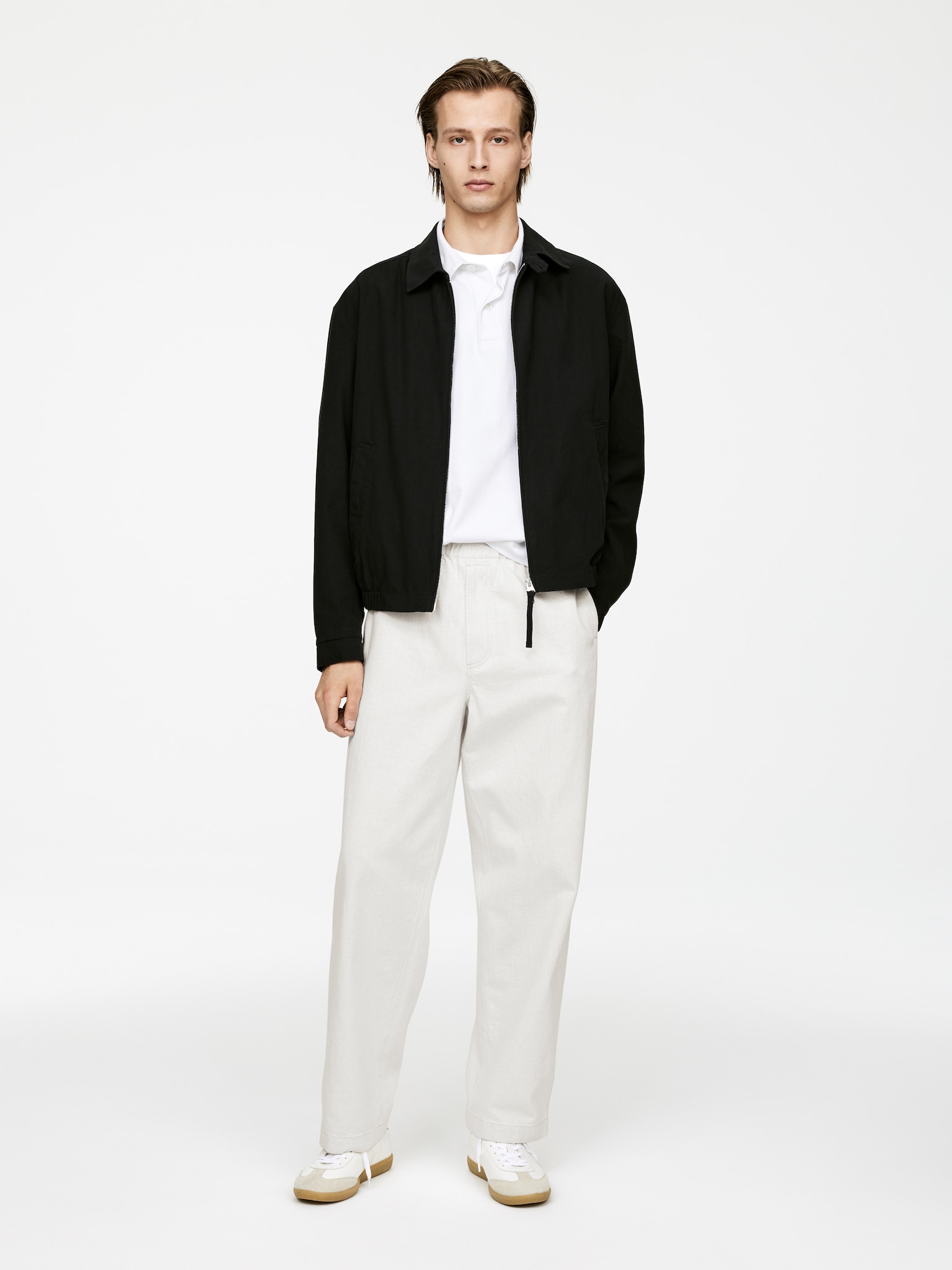 Pantalon décontracté en lin de coton - Blanc cassé