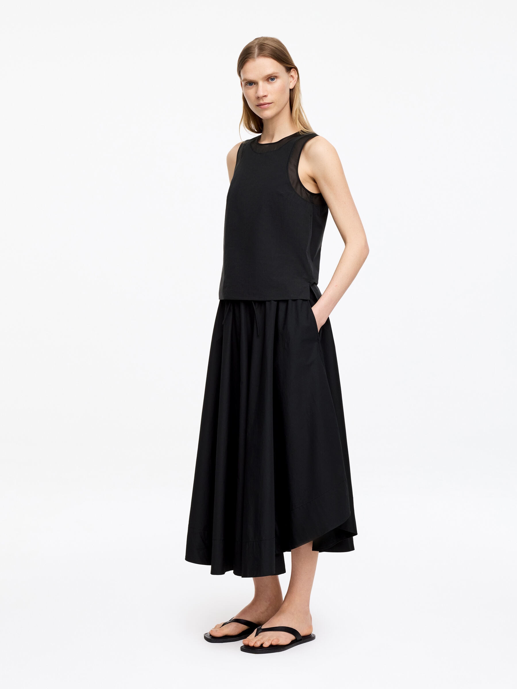 Tanktop mit Organzadetail - Schwarz - Regular Fit - Damen - StillMedia/Lookbook - 5