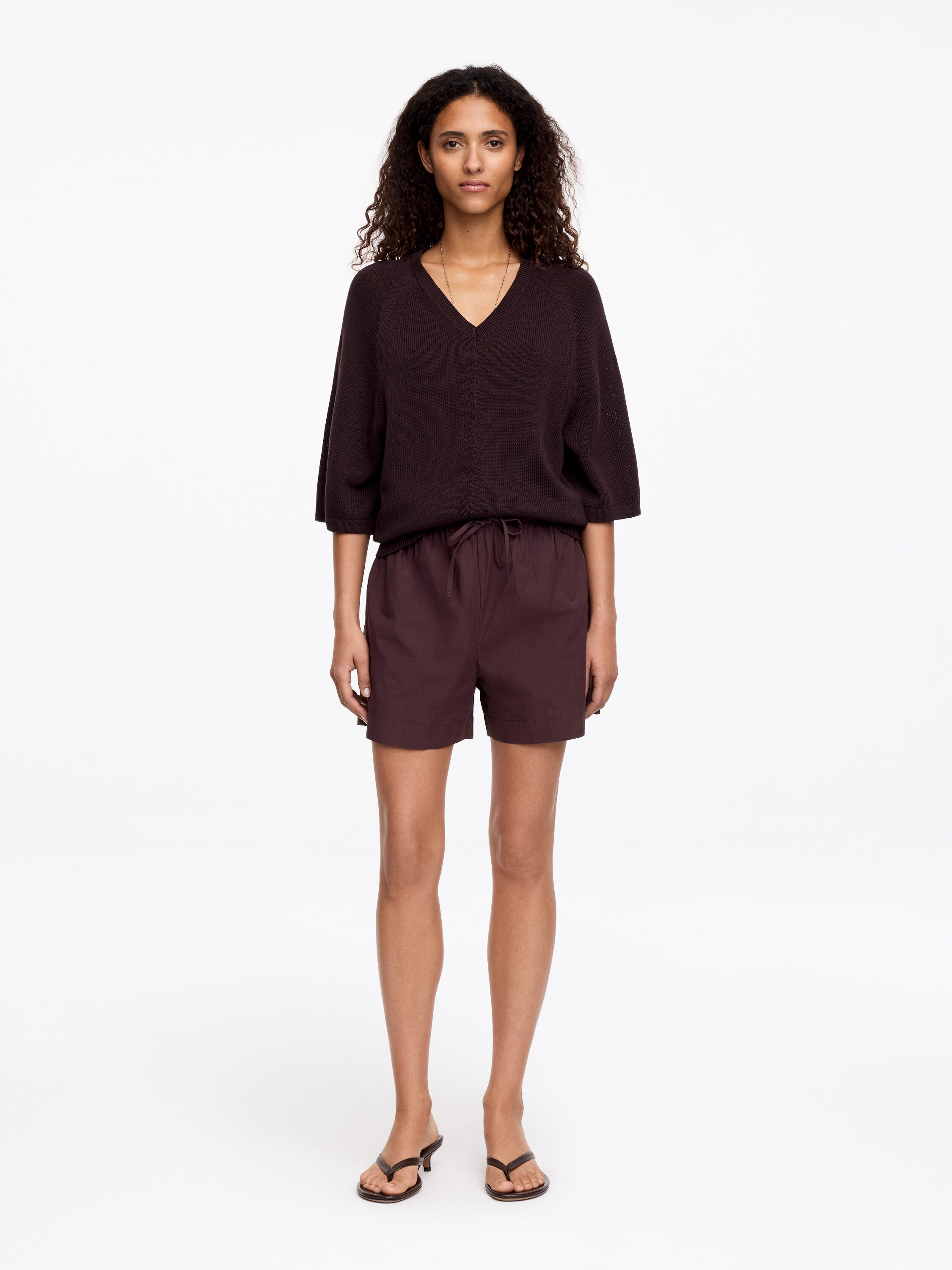 Drawstring Poplin Shorts