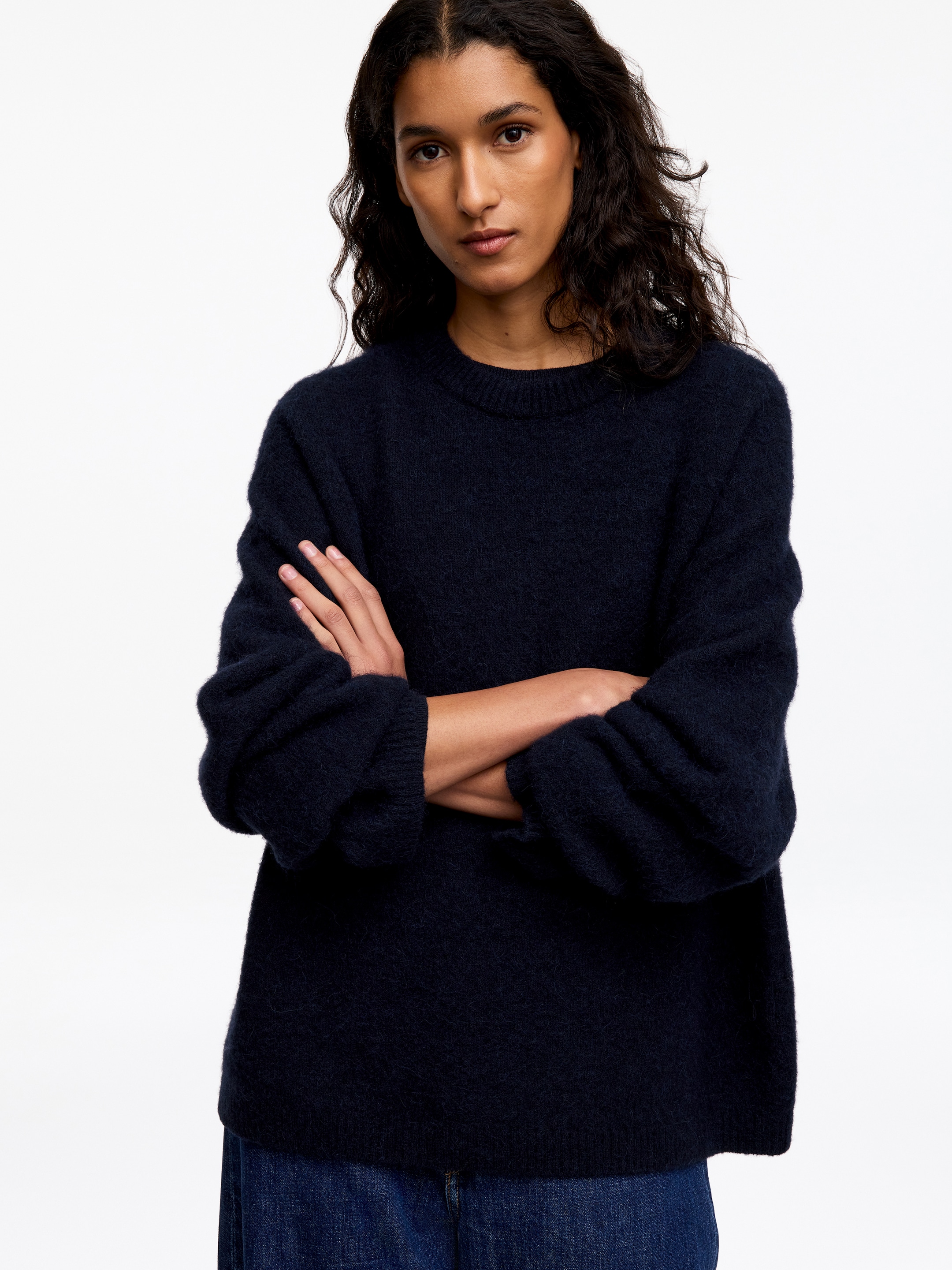 Jersey de mezcla de lana y alpaca - Azul oscuro - Oversized - women - StillMedia/Lookbook - 2