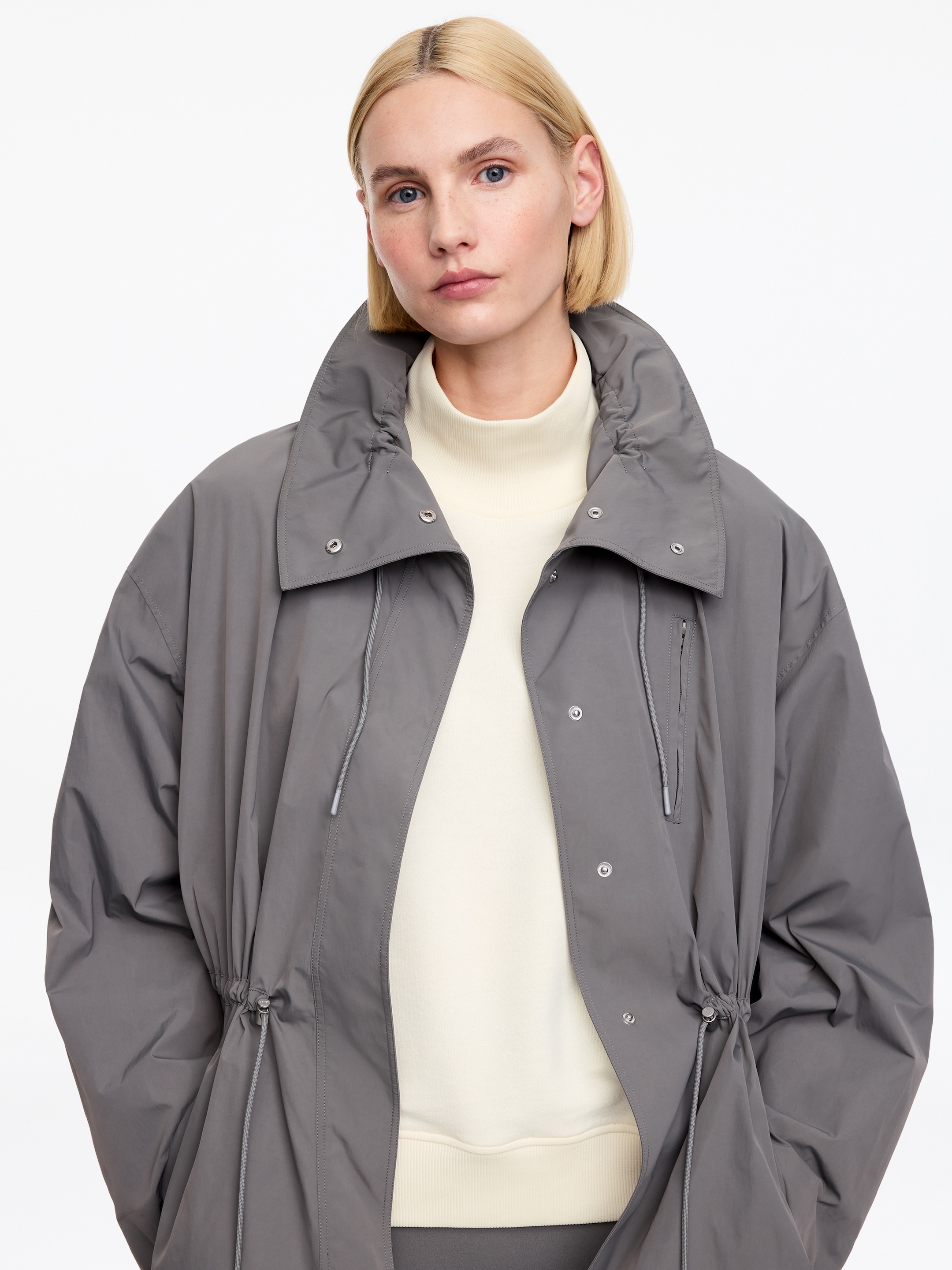 Mock-Neck Terry Sweatshirt - White - Relaxed fit - Women - StillMedia/Lookbook - 5