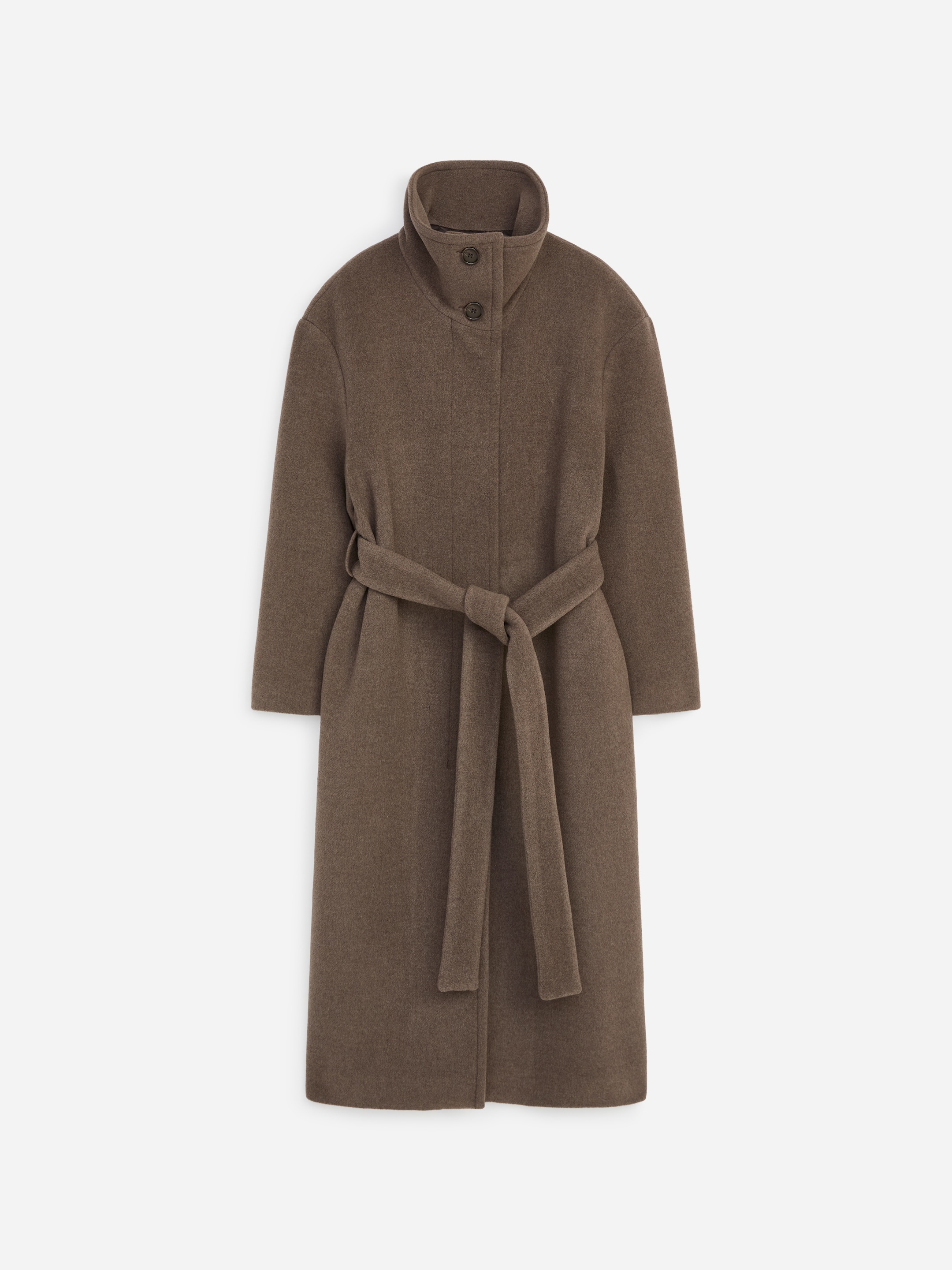 Mantel aus Wollmischung mit Gürtel - Graubraun - Regular Fit - women - StillMedia/DescriptiveStillLife - 1
