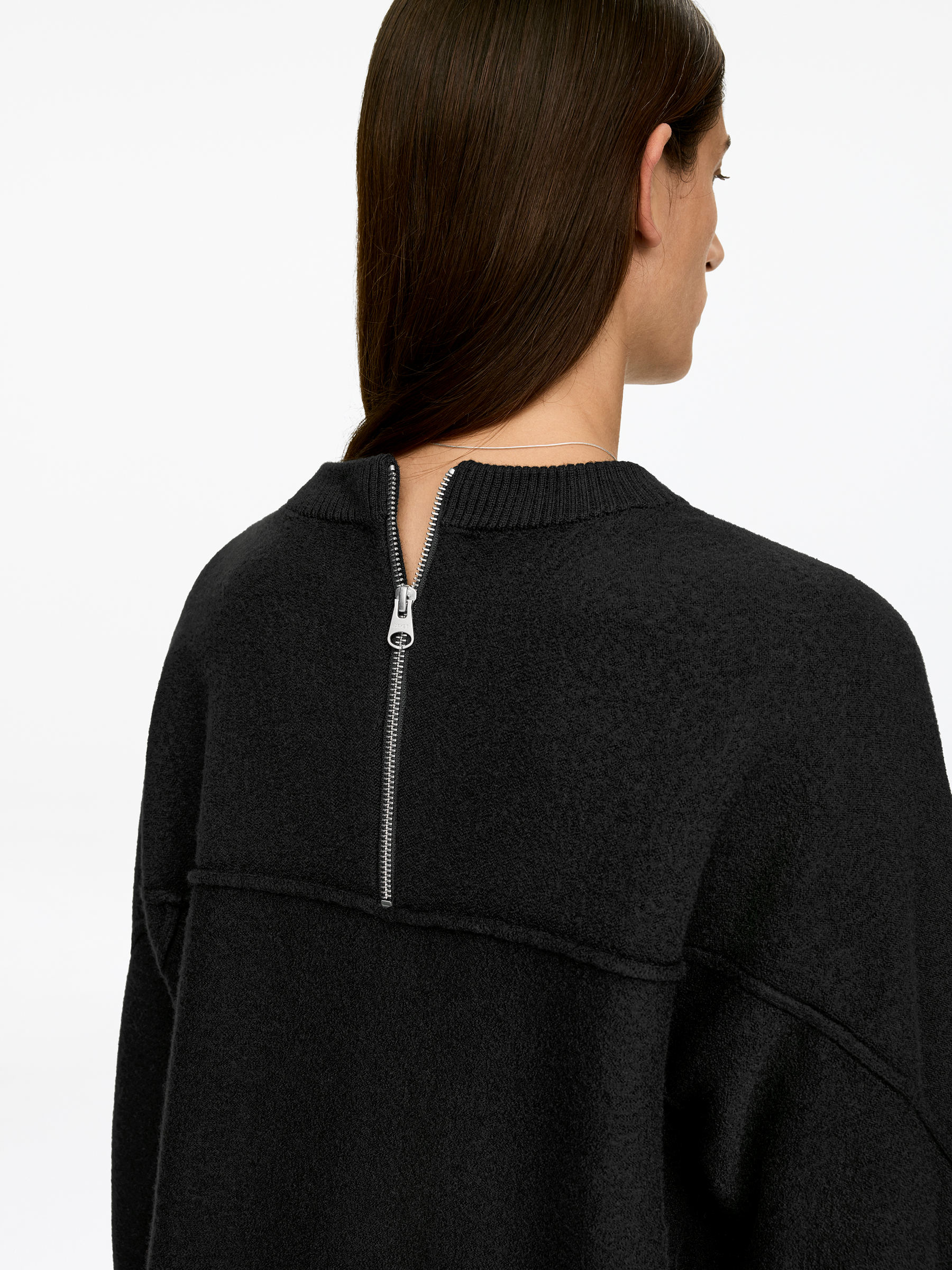 Boiled Wool Mini Dress - Black - Loose fit - Women - StillMedia/Lookbook - 4