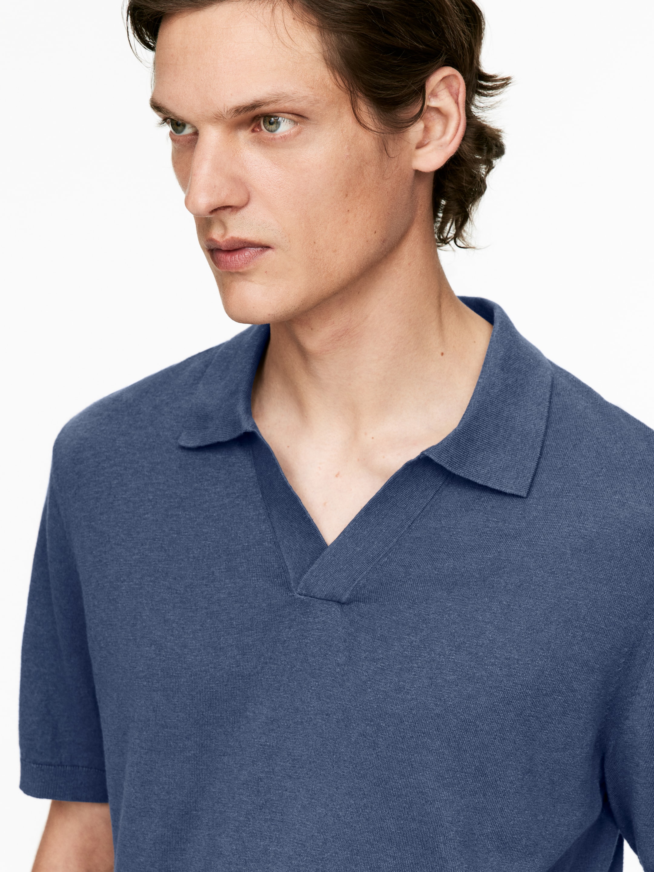 Zobacz większy obraz: Cotton Linen Polo Shirt - Ciemnoniebieski - ON | H&M PL 4